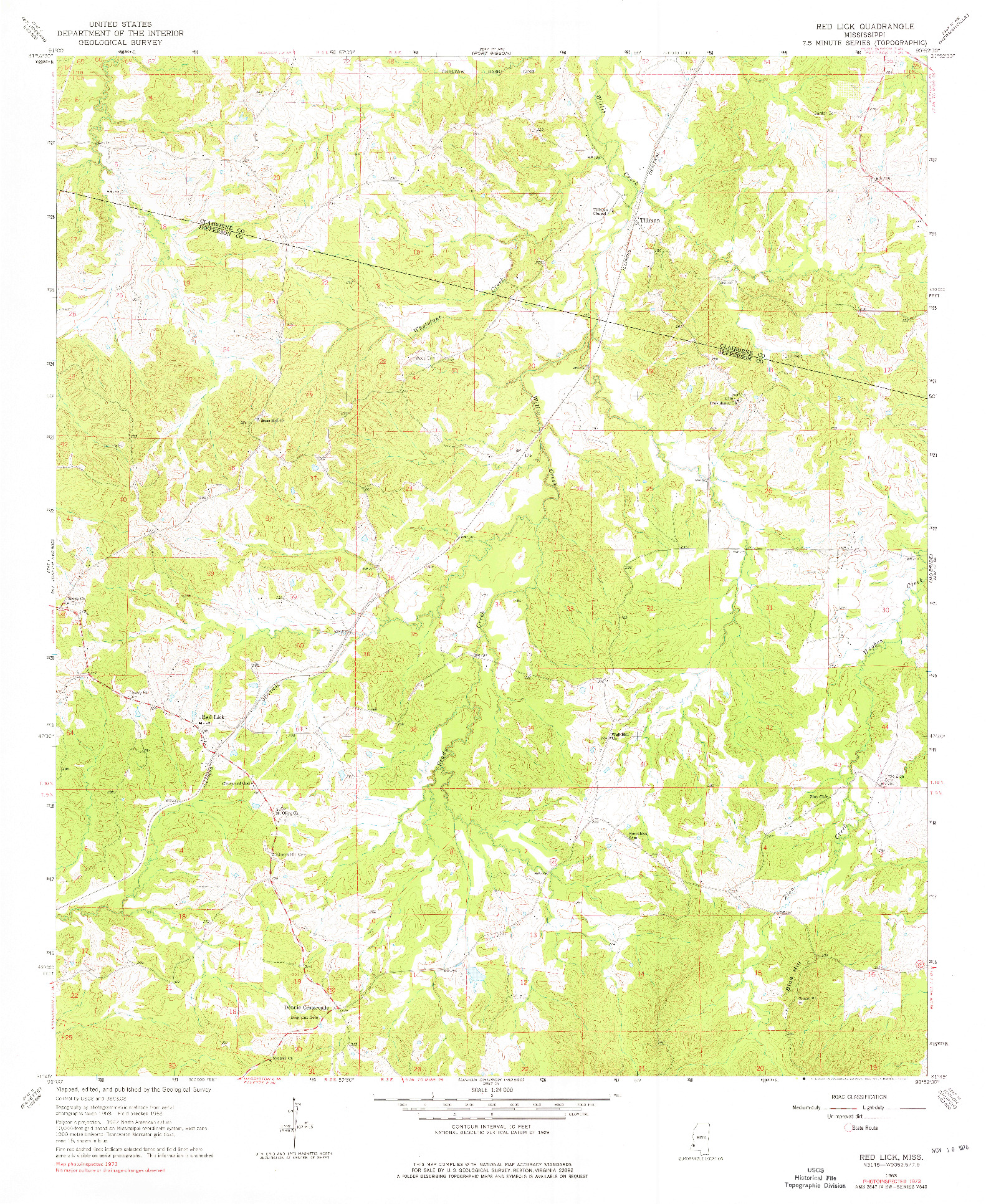 USGS 1:24000-SCALE QUADRANGLE FOR RED LICK, MS 1963