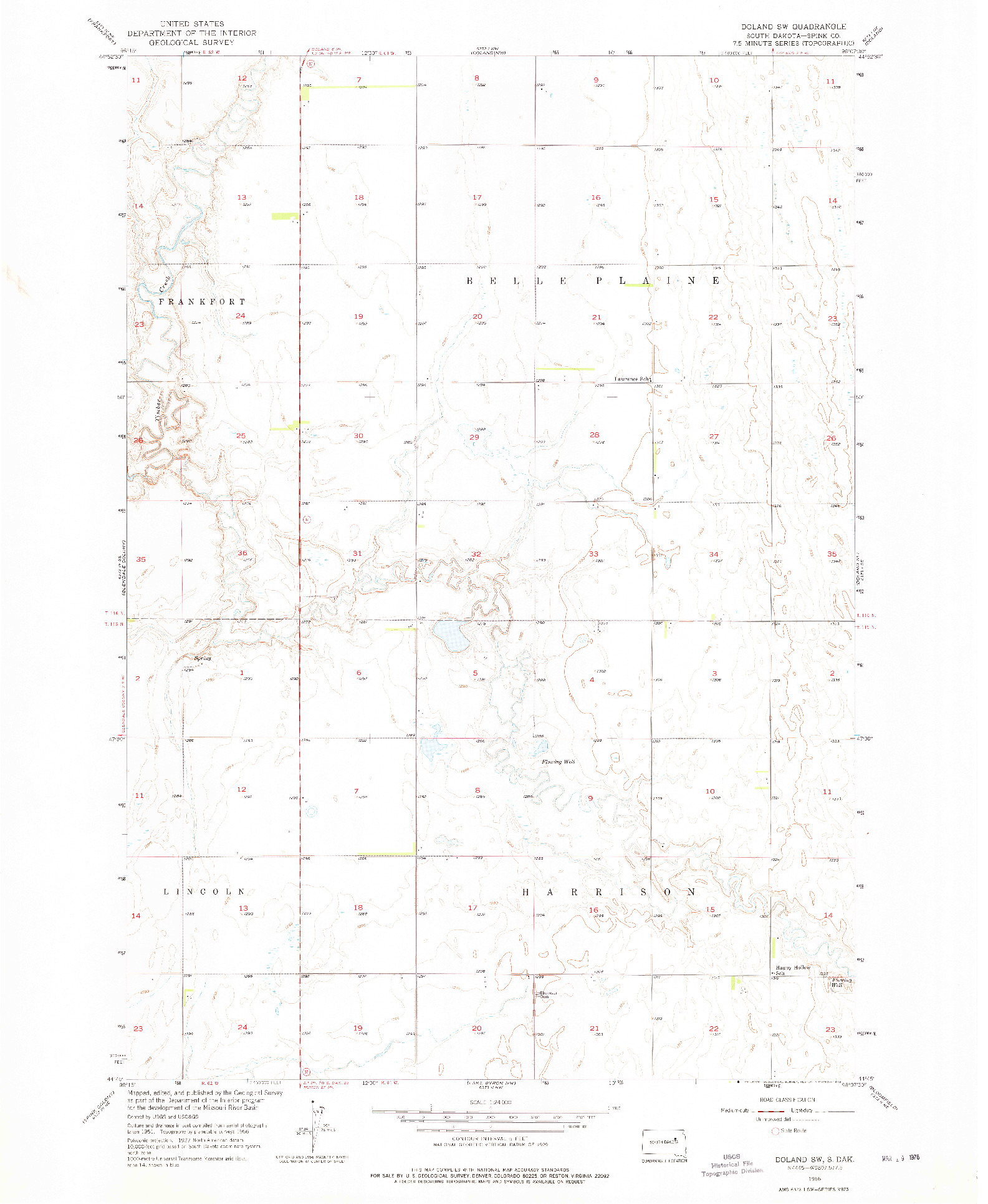 USGS 1:24000-SCALE QUADRANGLE FOR DOLAND SW, SD 1956