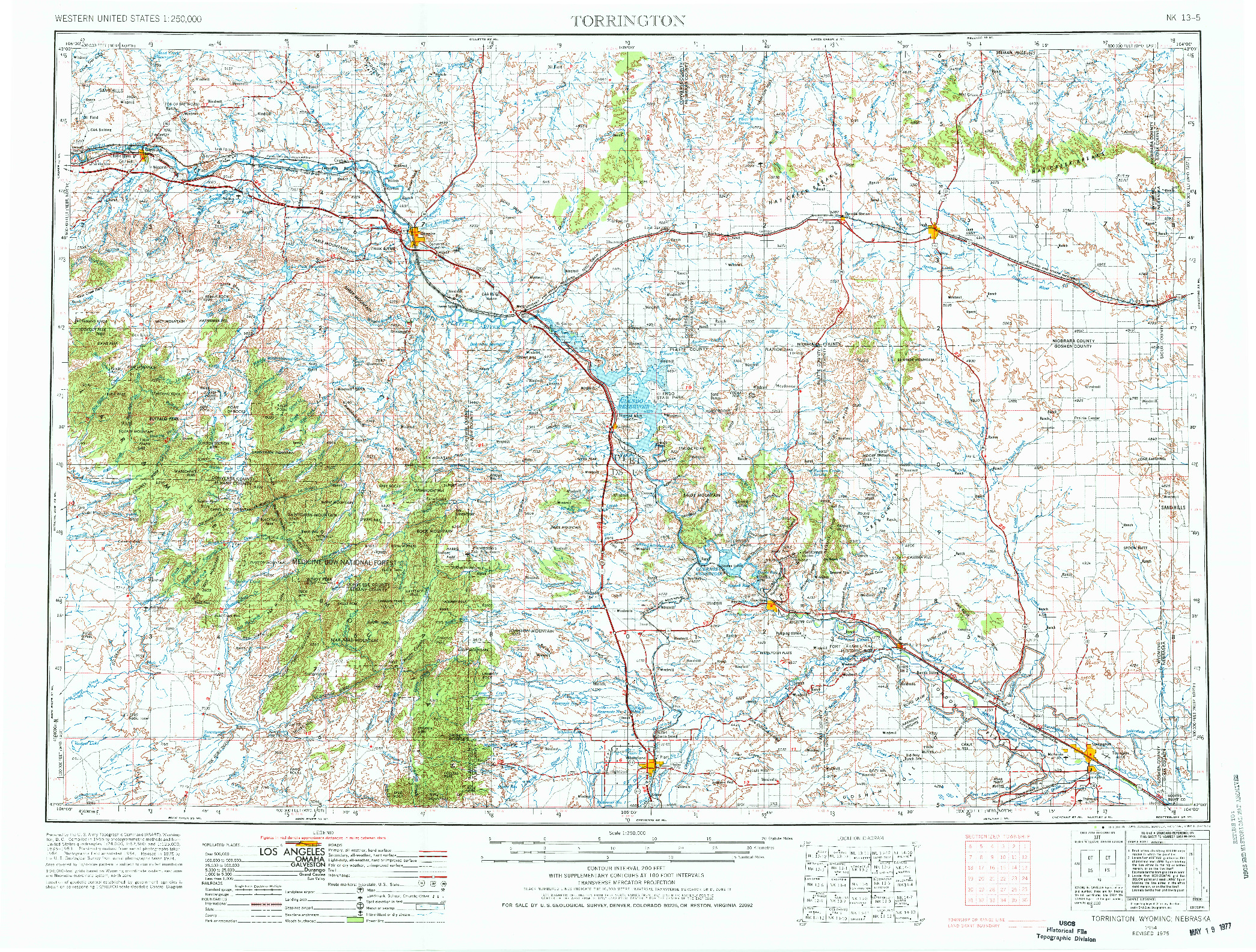 USGS 1:250000-SCALE QUADRANGLE FOR TORRINGTON, WY 1954