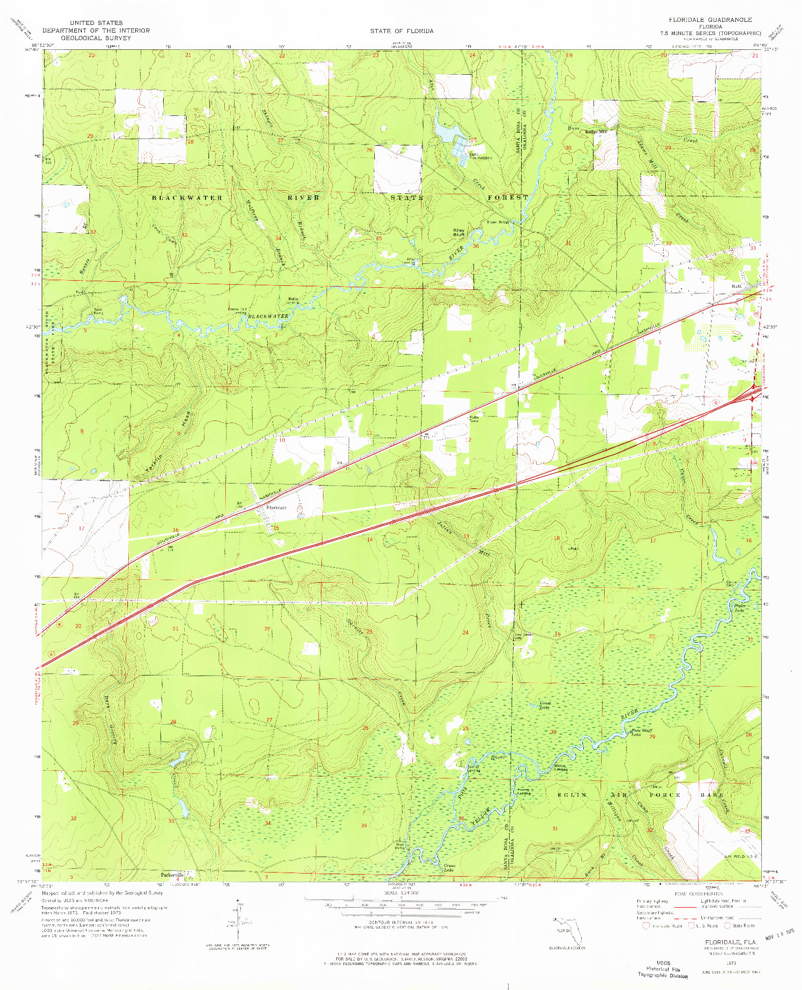 USGS 1:24000-SCALE QUADRANGLE FOR FLORIDALE, FL 1973