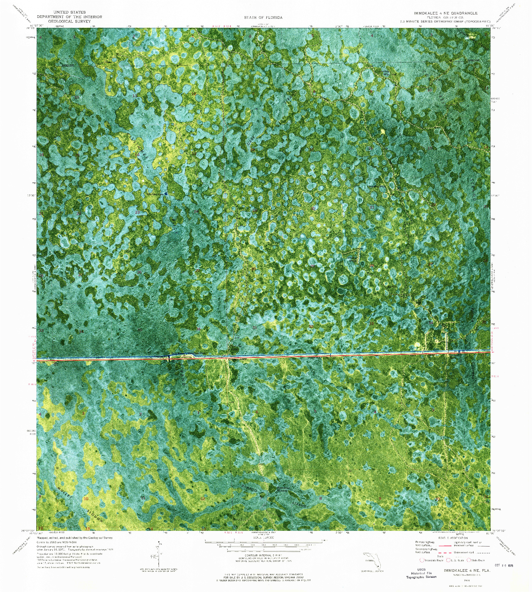 USGS 1:24000-SCALE QUADRANGLE FOR IMMOKALEE 4 NE, FL 1974