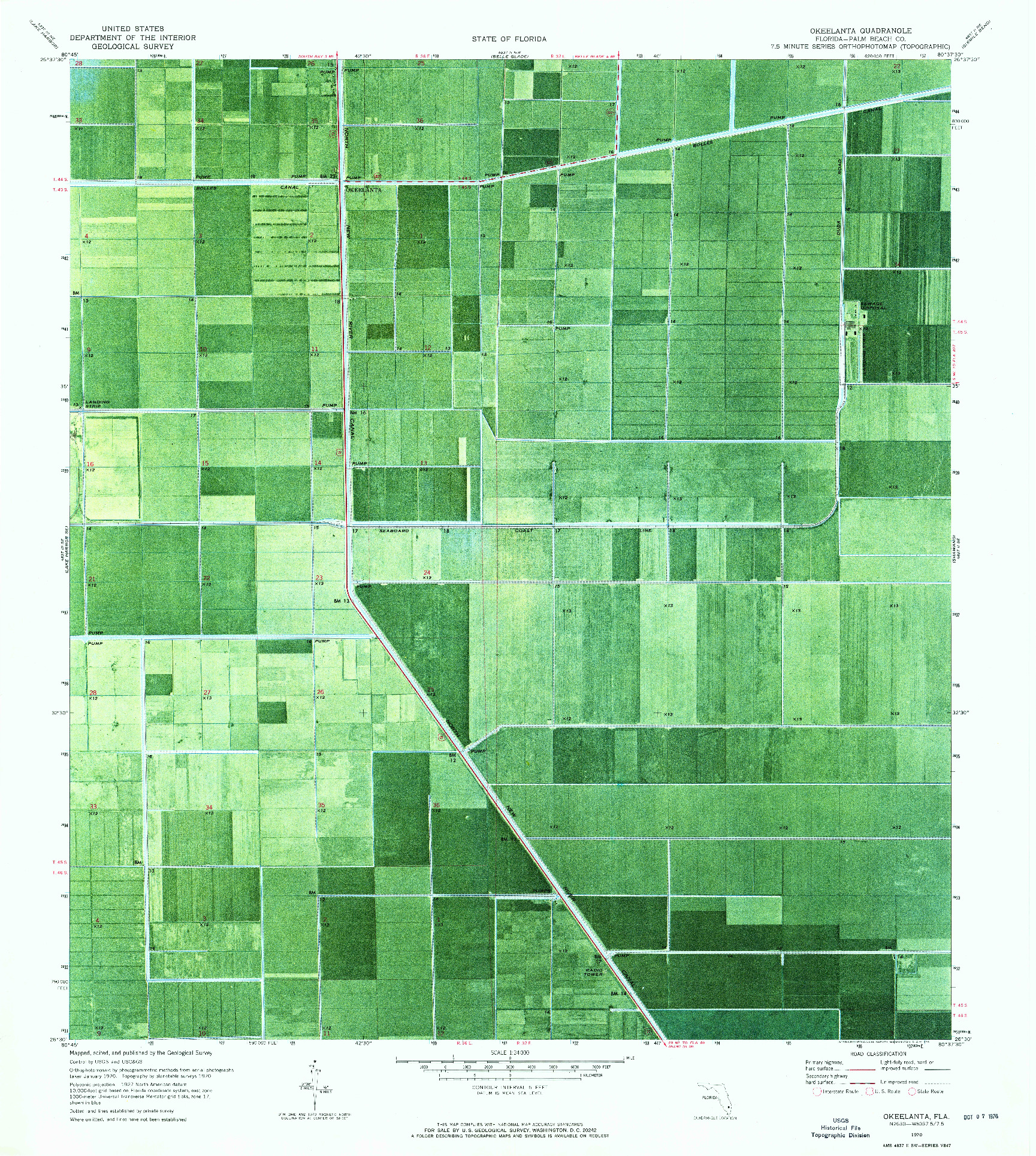 USGS 1:24000-SCALE QUADRANGLE FOR OKEELANTA, FL 1970