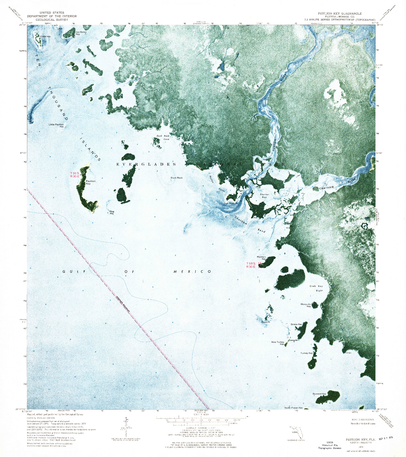 USGS 1:24000-SCALE QUADRANGLE FOR PAVILION KEY, FL 1973