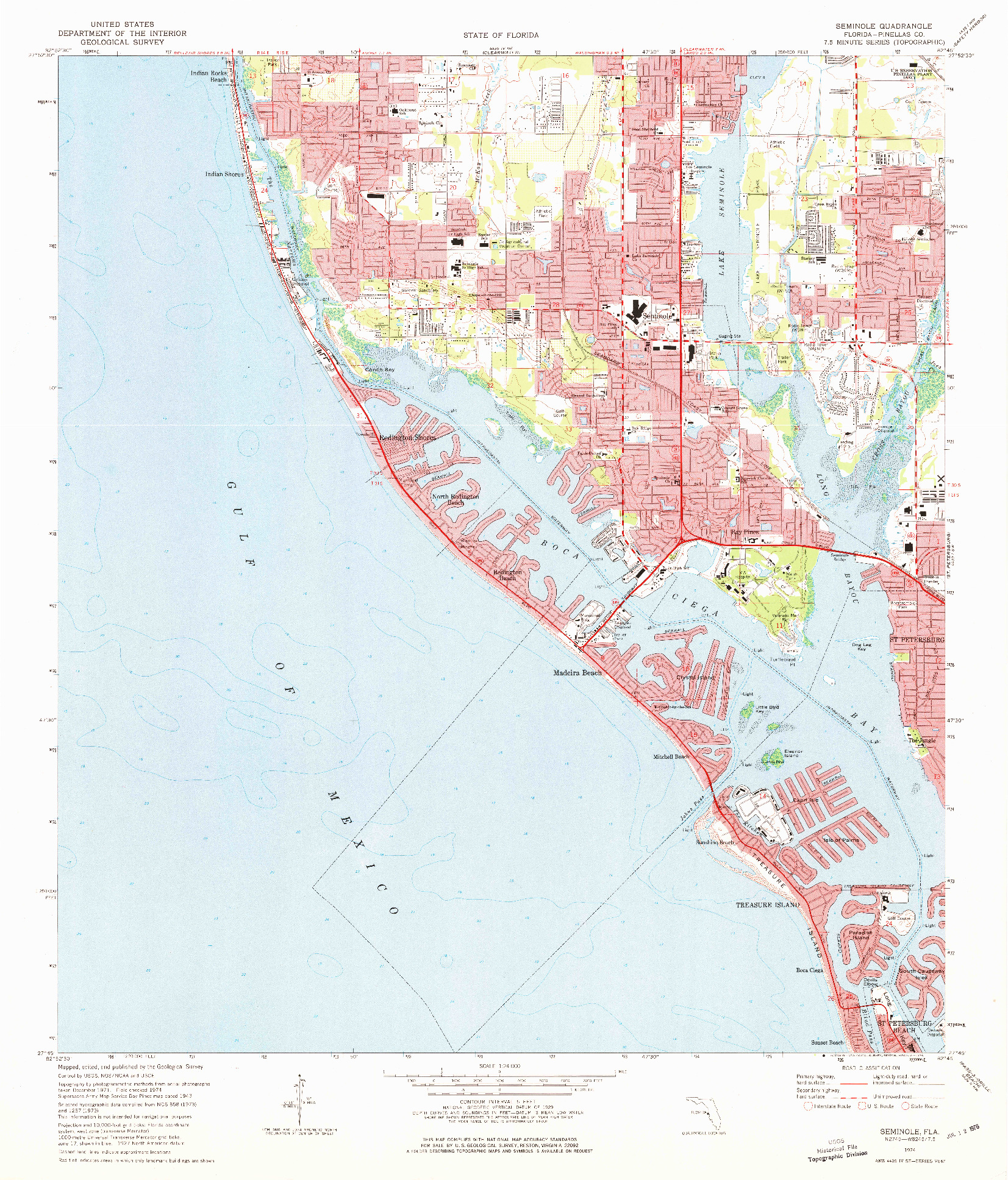 USGS 1:24000-SCALE QUADRANGLE FOR SEMINOLE, FL 1974
