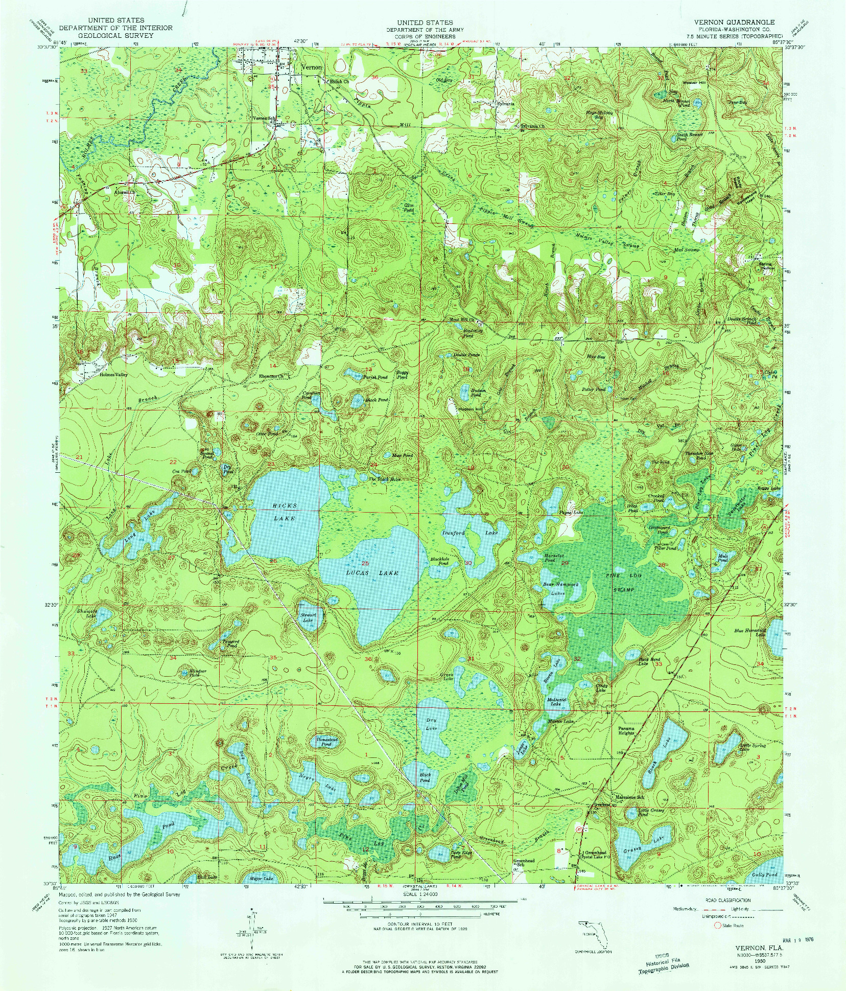 USGS 1:24000-SCALE QUADRANGLE FOR VERNON, FL 1950