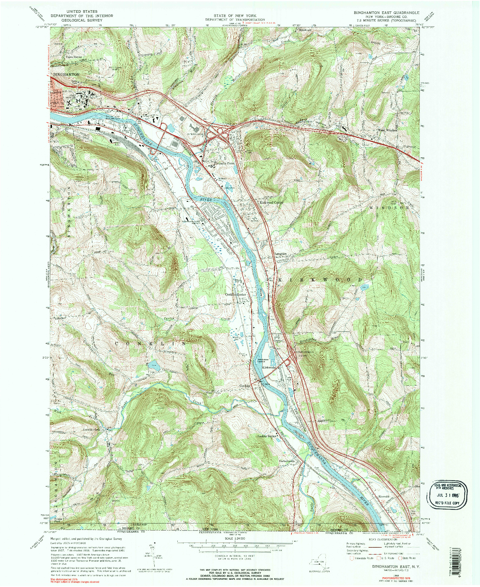 USGS 1:24000-SCALE QUADRANGLE FOR BINGHAMTON EAST, NY 1968