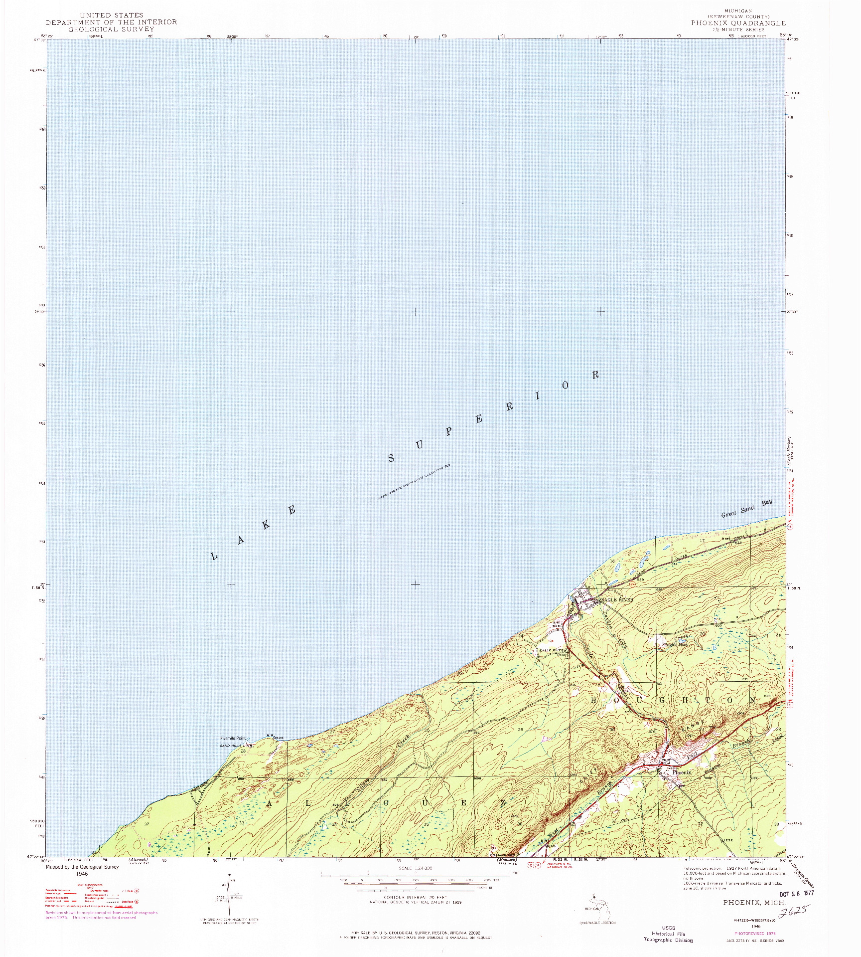 USGS 1:24000-SCALE QUADRANGLE FOR PHOENIX, MI 1946