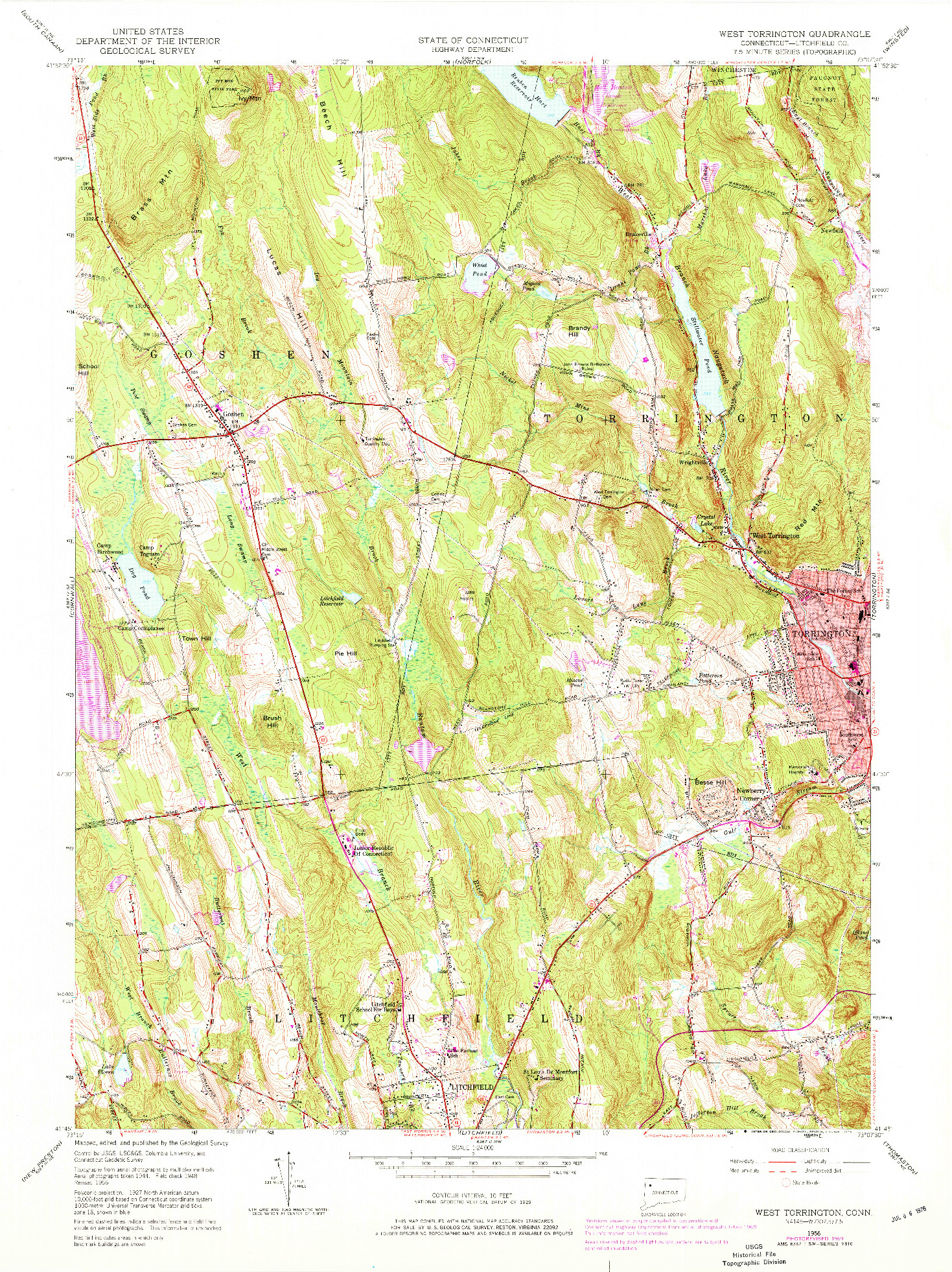 USGS 1:24000-SCALE QUADRANGLE FOR WEST TORRINGTON, CT 1956