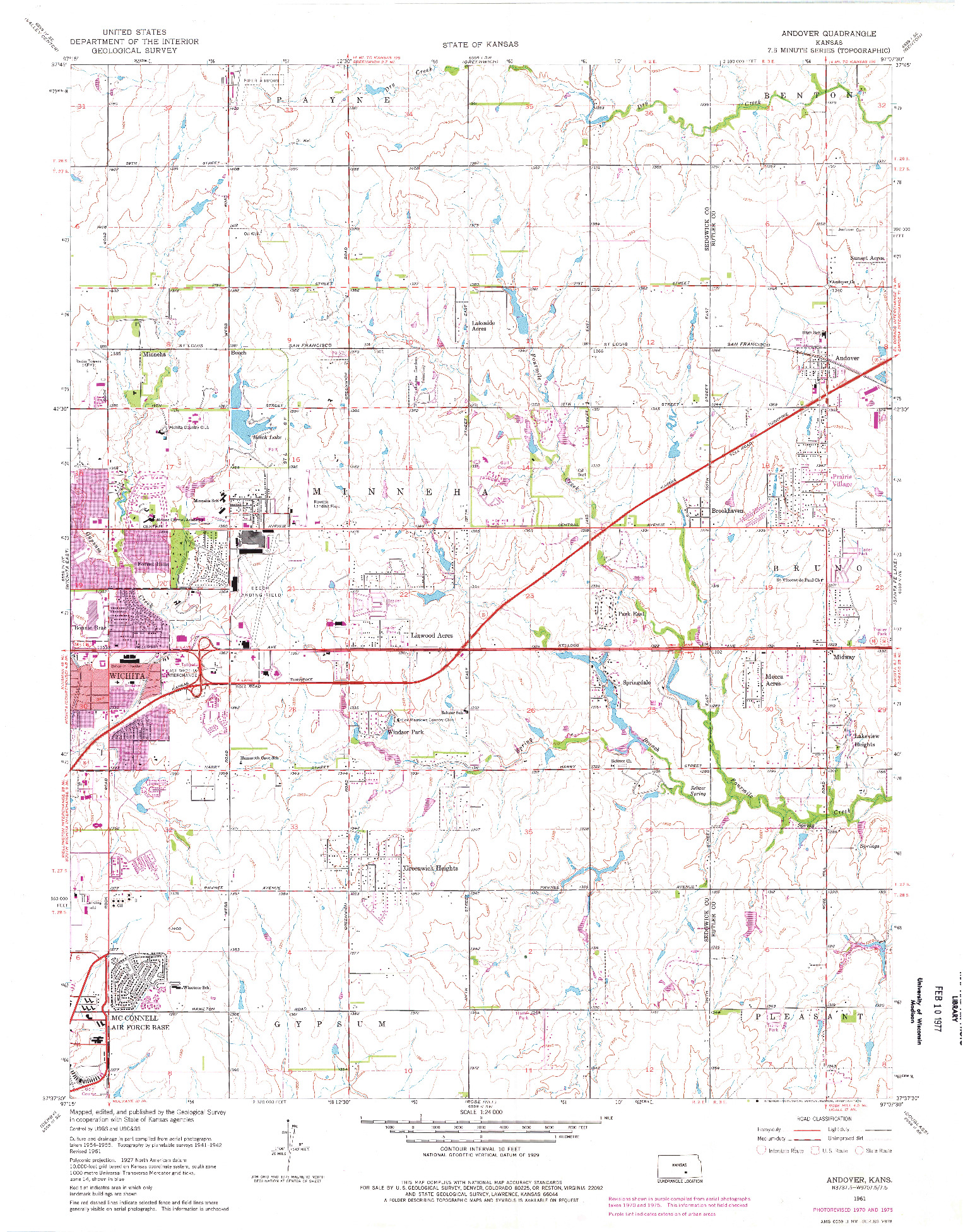 USGS 1:24000-SCALE QUADRANGLE FOR ANDOVER, KS 1961