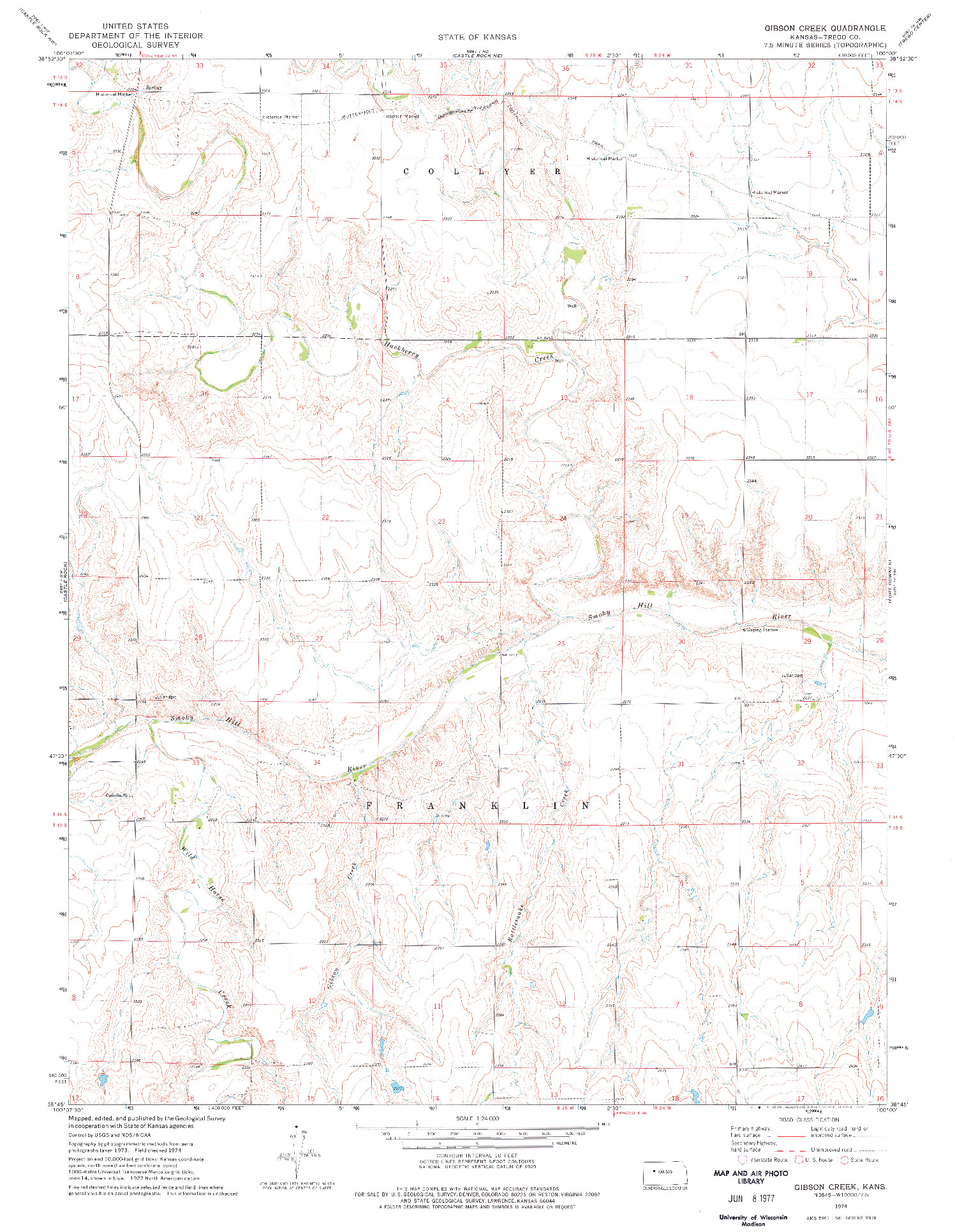 USGS 1:24000-SCALE QUADRANGLE FOR GIBSON CREEK, KS 1974