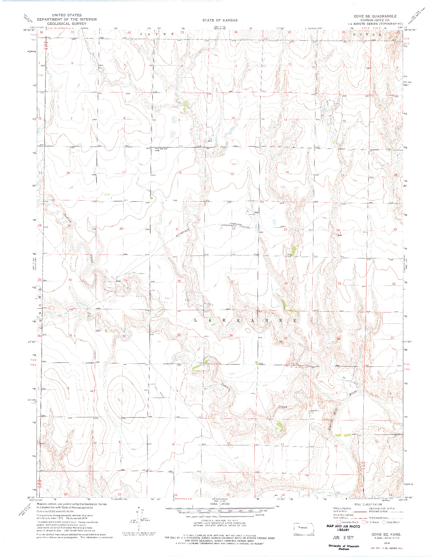 USGS 1:24000-SCALE QUADRANGLE FOR GOVE SE, KS 1974