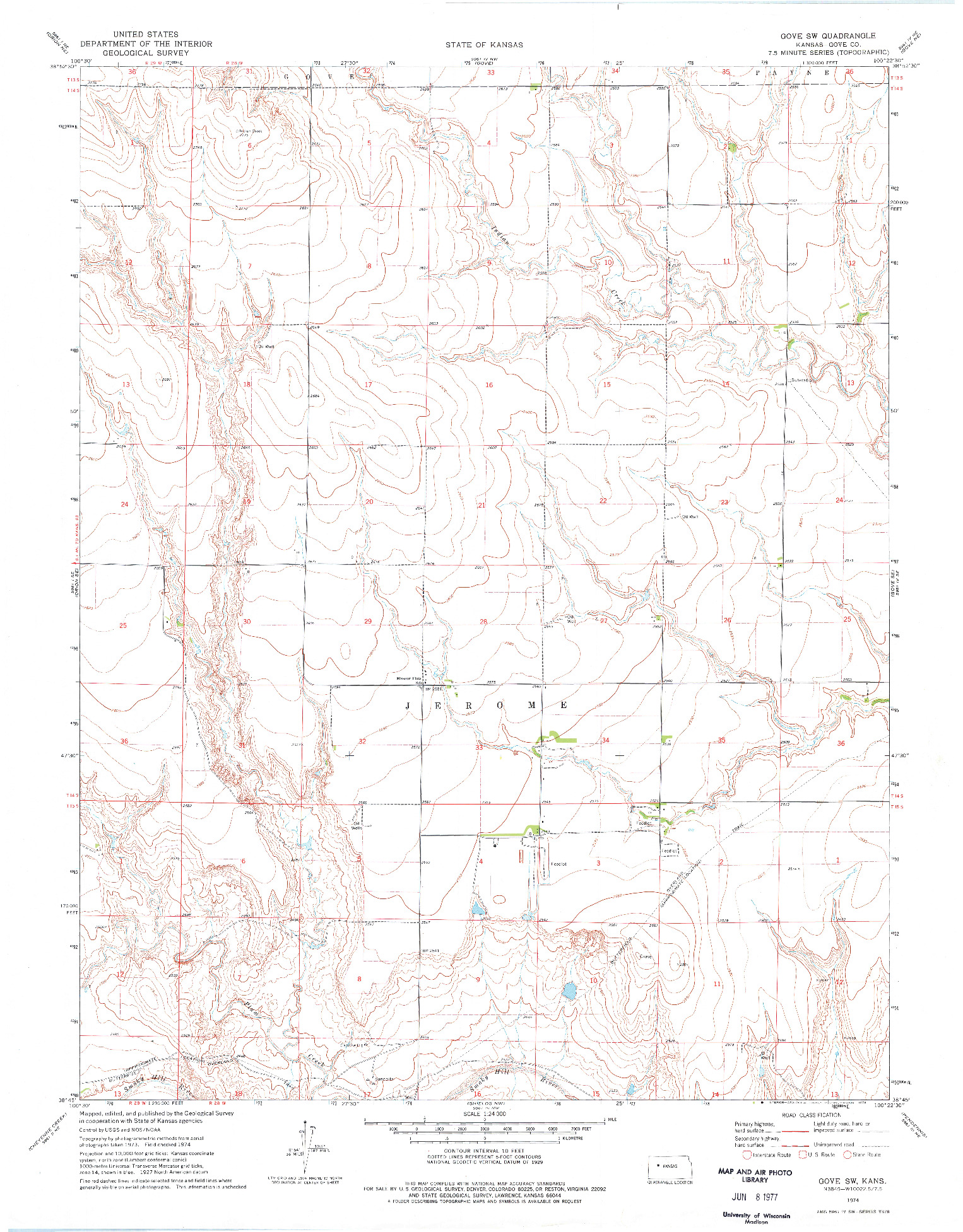 USGS 1:24000-SCALE QUADRANGLE FOR GOVE SW, KS 1974