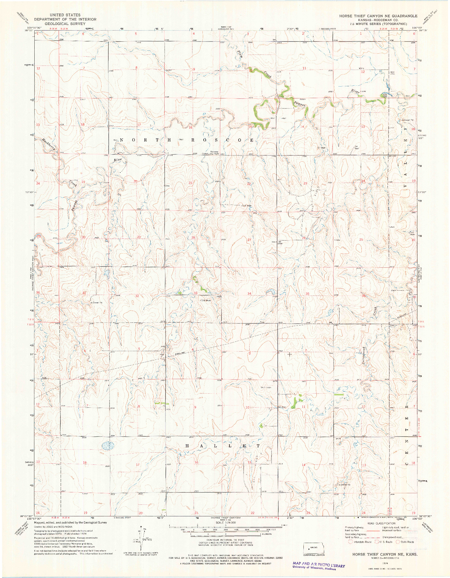 USGS 1:24000-SCALE QUADRANGLE FOR HORSE THIEF CANYON NE, KS 1974