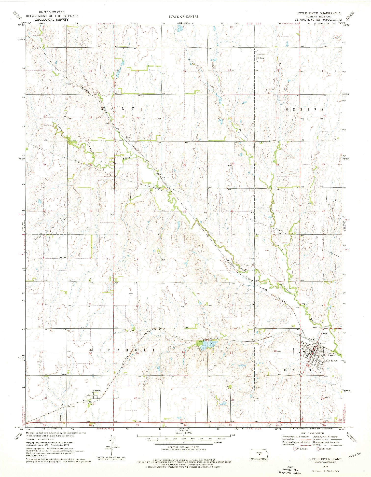 USGS 1:24000-SCALE QUADRANGLE FOR LITTLE RIVER, KS 1970