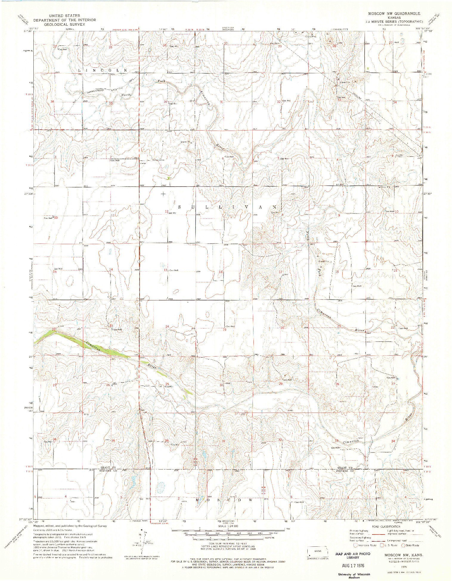 USGS 1:24000-SCALE QUADRANGLE FOR MOSCOW NW, KS 1975