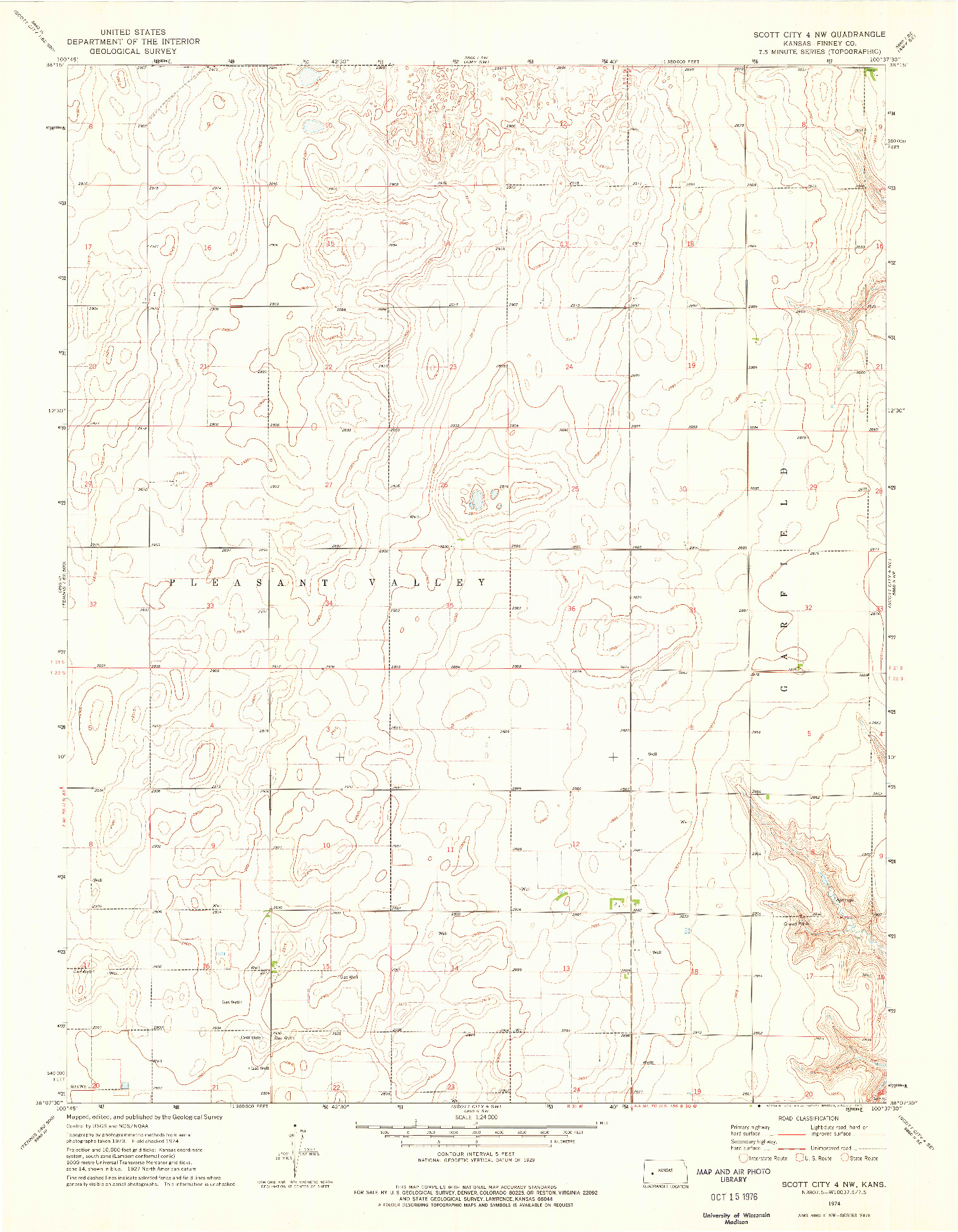 USGS 1:24000-SCALE QUADRANGLE FOR SCOTT CITY 4 NW, KS 1974