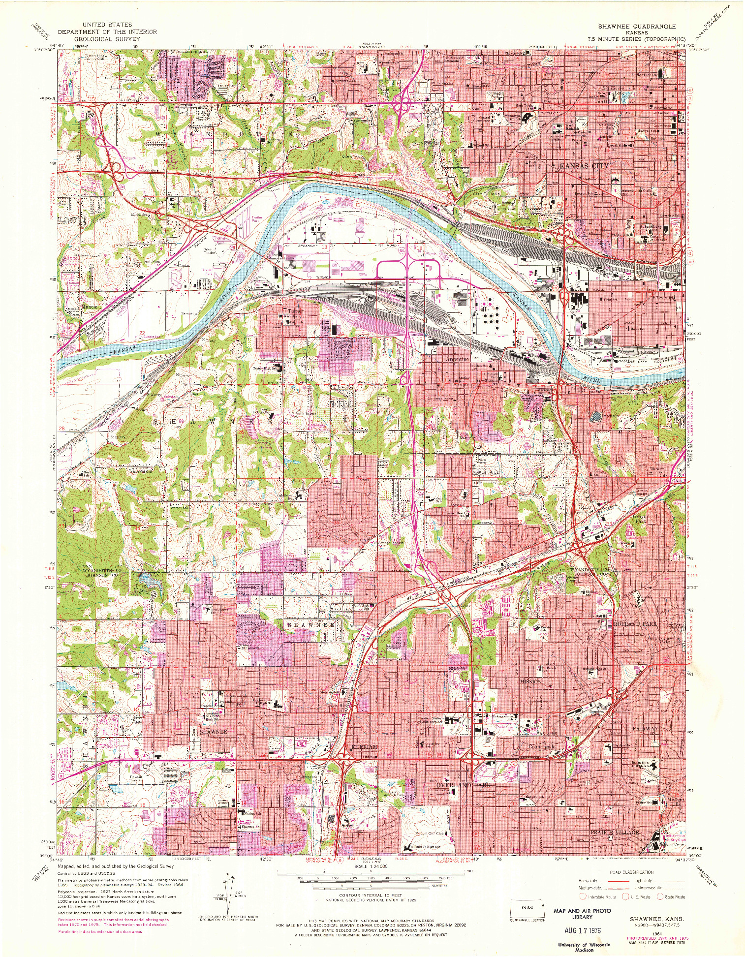 USGS 1:24000-SCALE QUADRANGLE FOR SHAWNEE, KS 1964