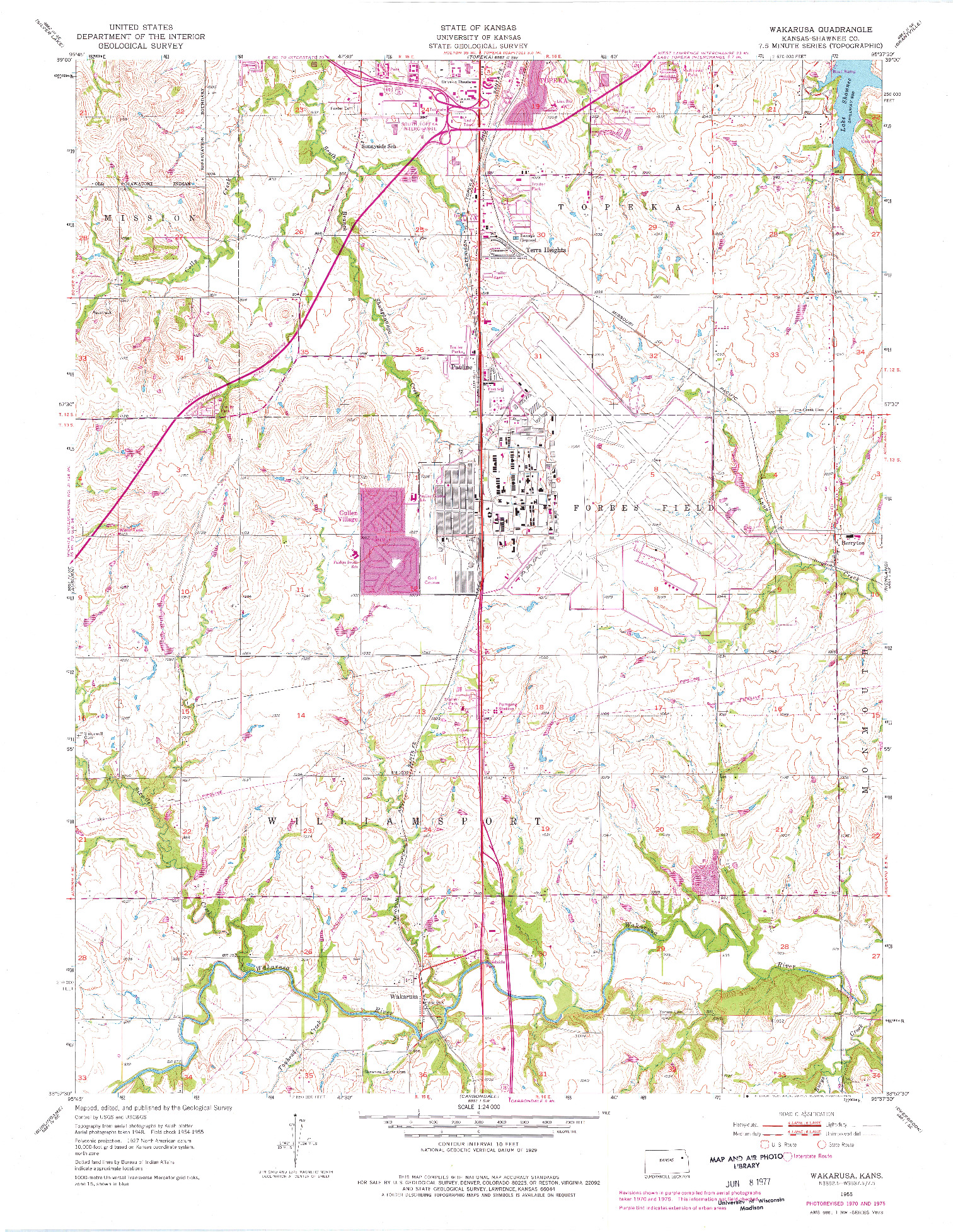 USGS 1:24000-SCALE QUADRANGLE FOR WAKARUSA, KS 1955