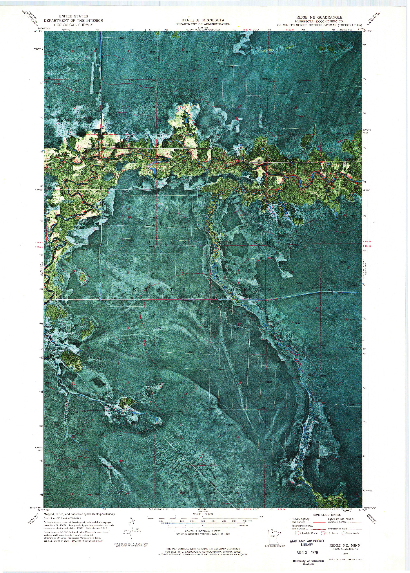 USGS 1:24000-SCALE QUADRANGLE FOR RIDGE NE, MN 1973