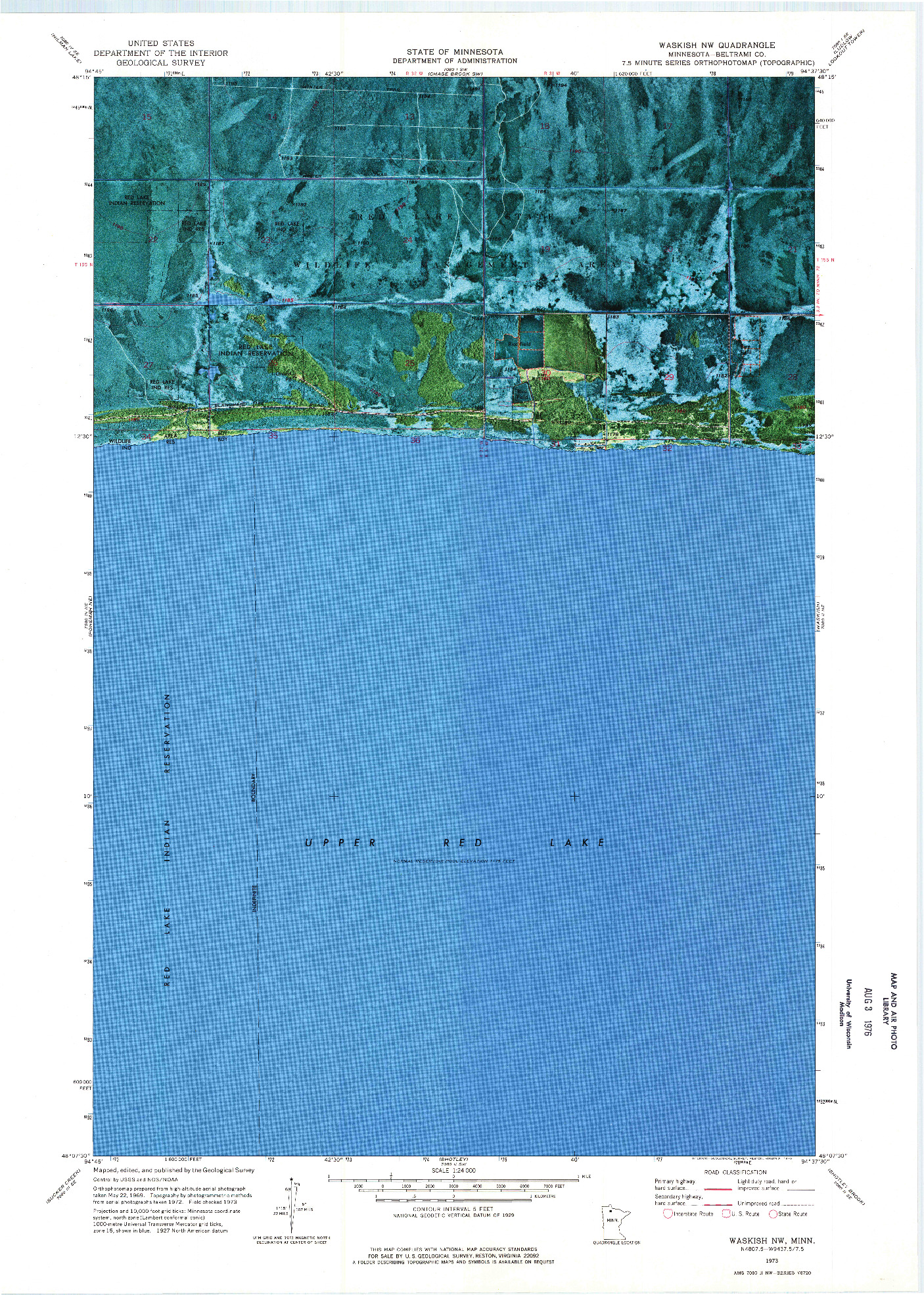 USGS 1:24000-SCALE QUADRANGLE FOR WASKISH NW, MN 1973