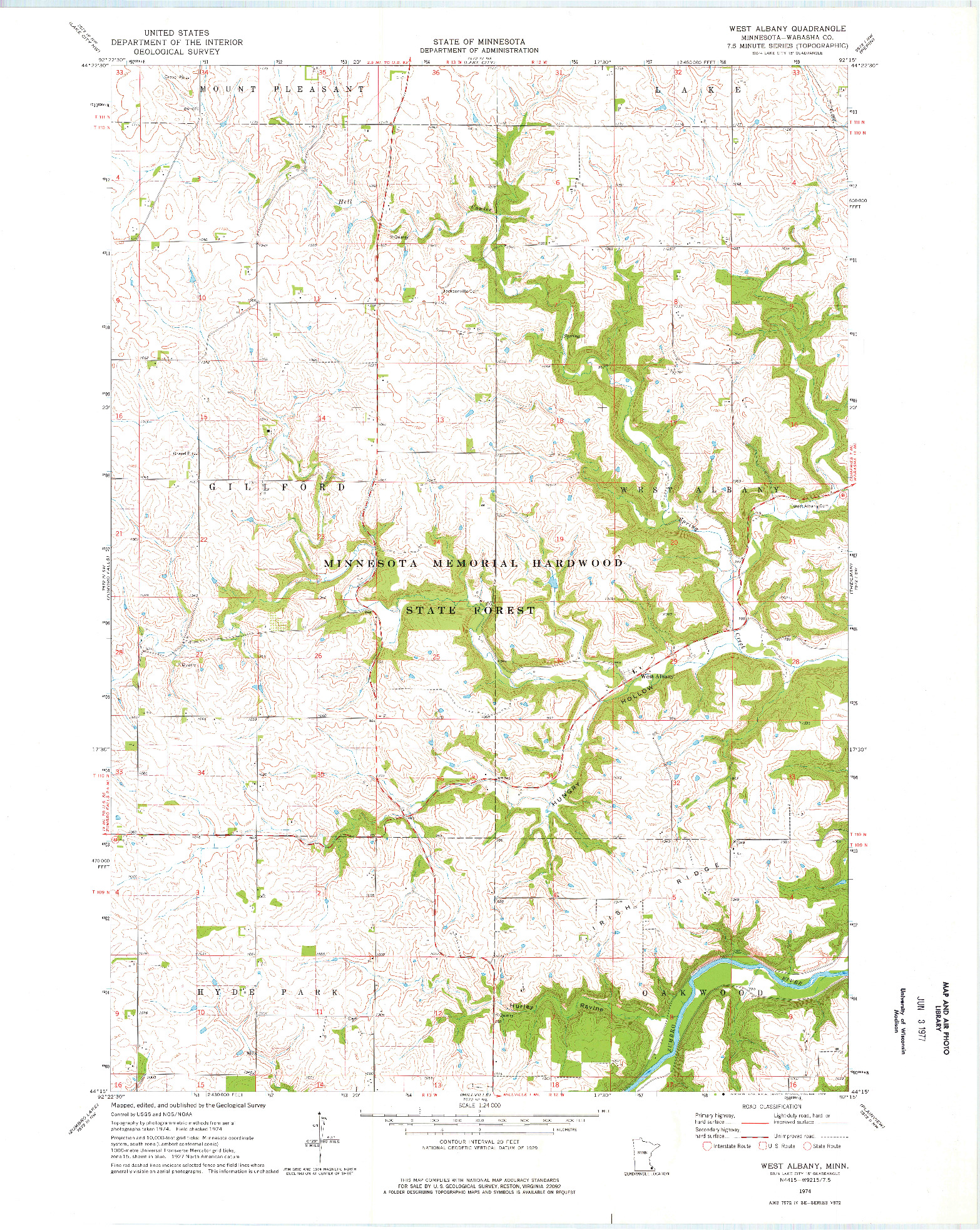 USGS 1:24000-SCALE QUADRANGLE FOR WEST ALBANY, MN 1974