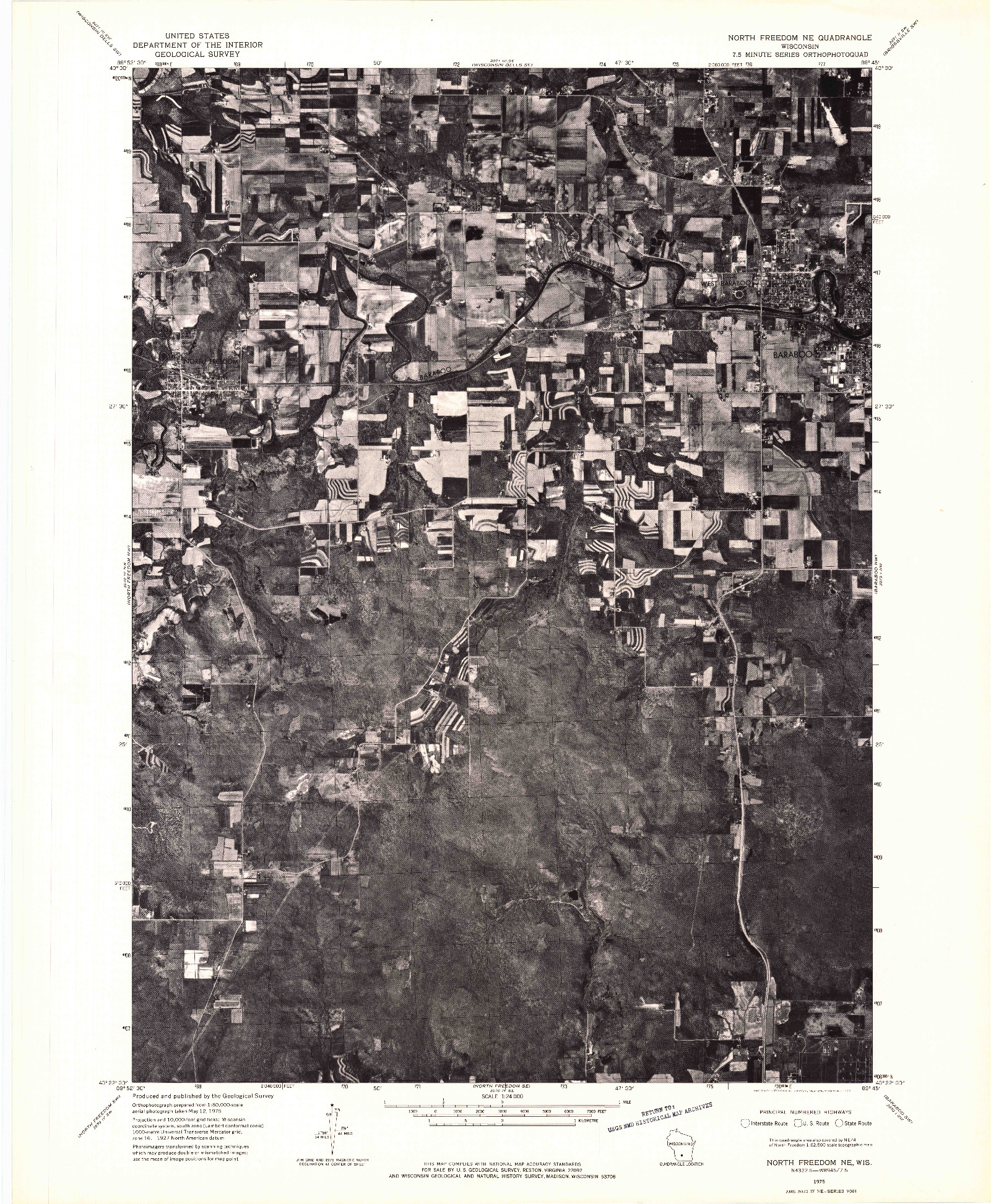 USGS 1:24000-SCALE QUADRANGLE FOR NORTH FREEDOM NE, WI 1975