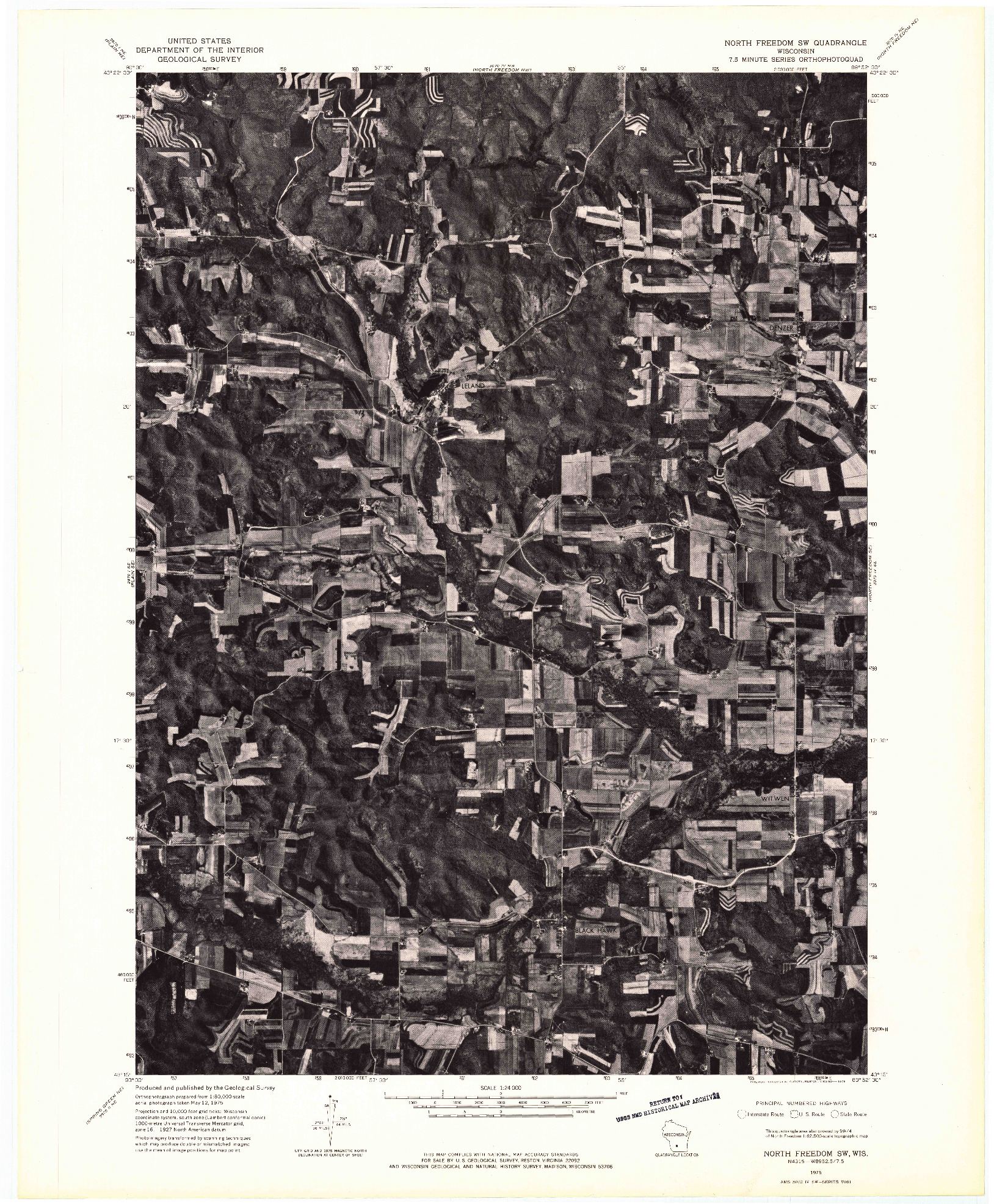 USGS 1:24000-SCALE QUADRANGLE FOR NORTH FREEDOM SW, WI 1975