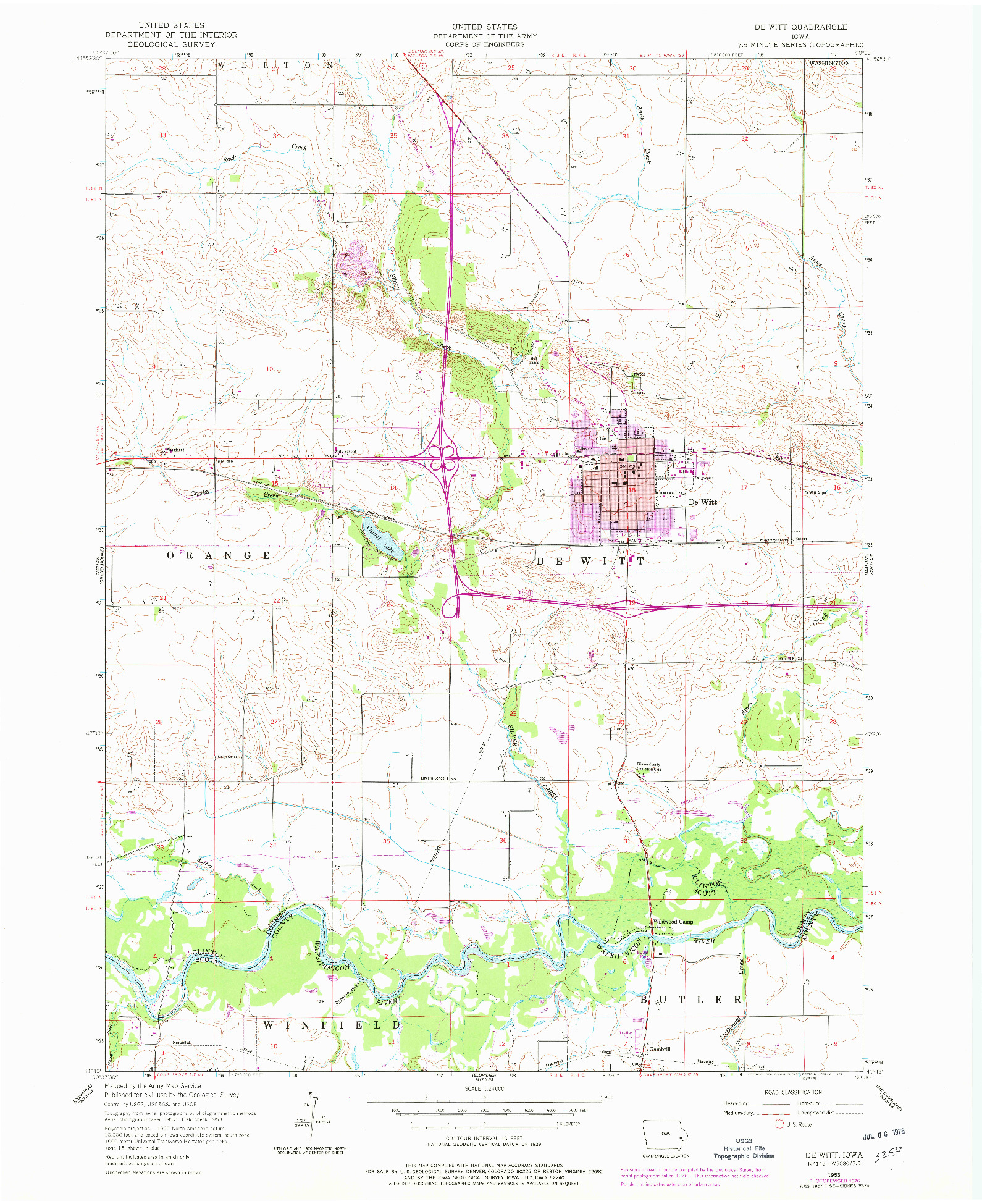 USGS 1:24000-SCALE QUADRANGLE FOR DE WITT, IA 1953