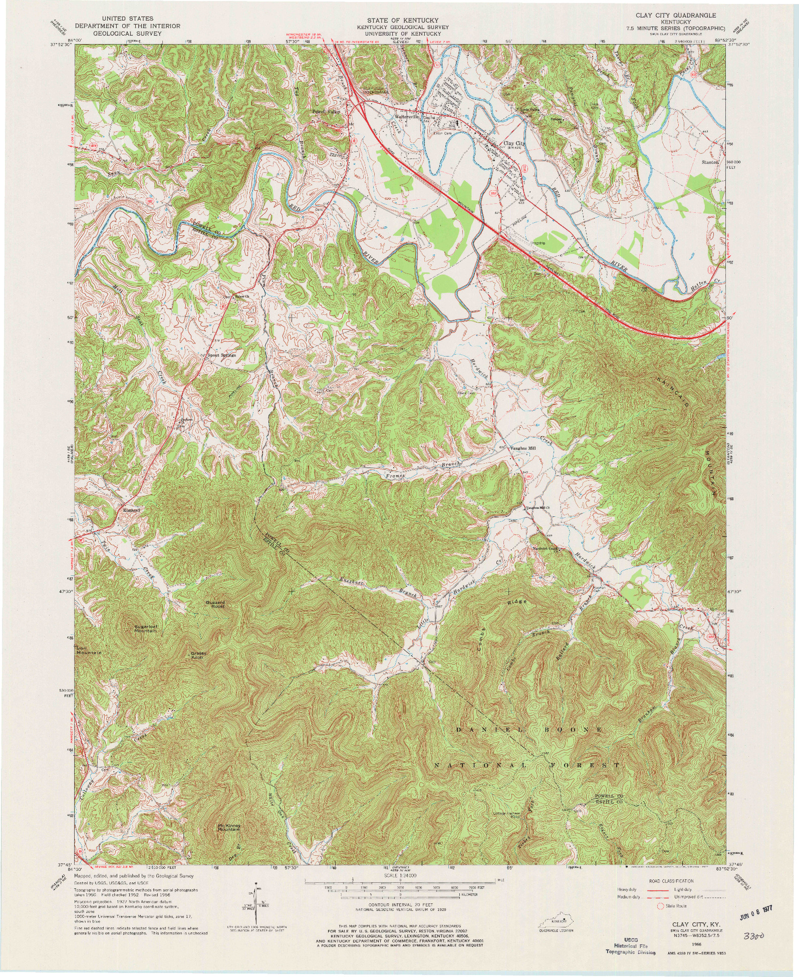 USGS 1:24000-SCALE QUADRANGLE FOR CLAY CITY, KY 1966