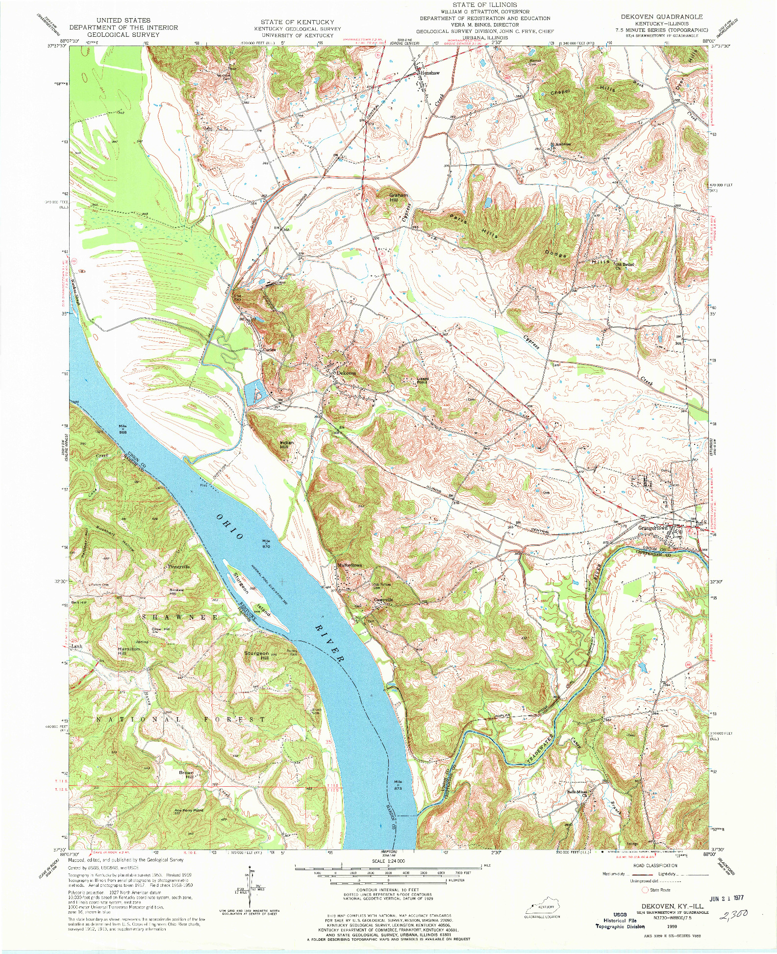 USGS 1:24000-SCALE QUADRANGLE FOR DEKOVEN, KY 1959