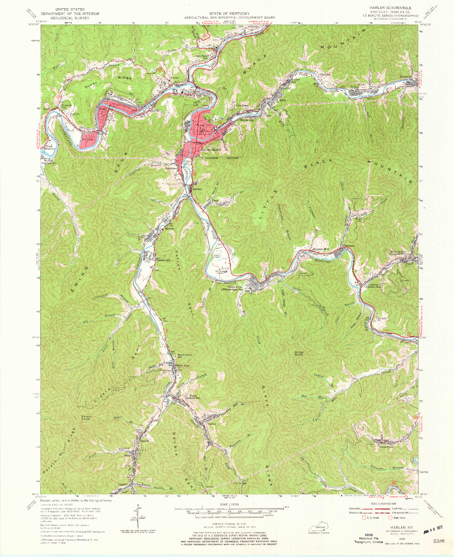 USGS 1:24000-SCALE QUADRANGLE FOR HARLAN, KY 1954