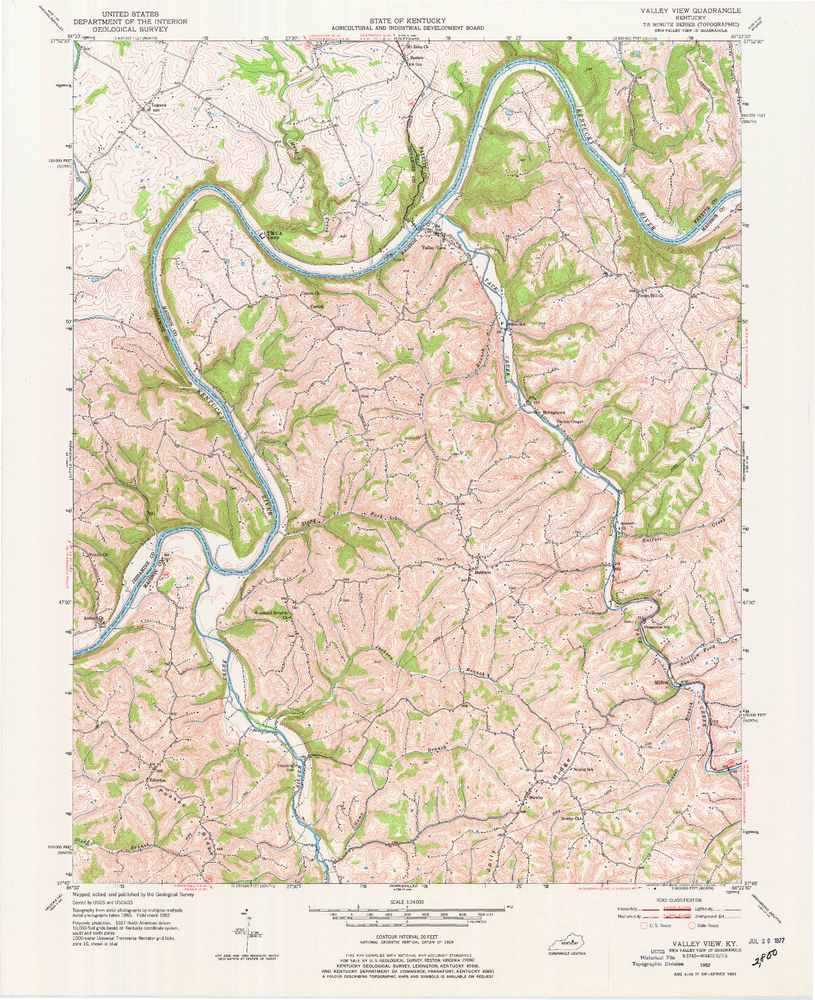USGS 1:24000-SCALE QUADRANGLE FOR VALLEY VIEW, KY 1952