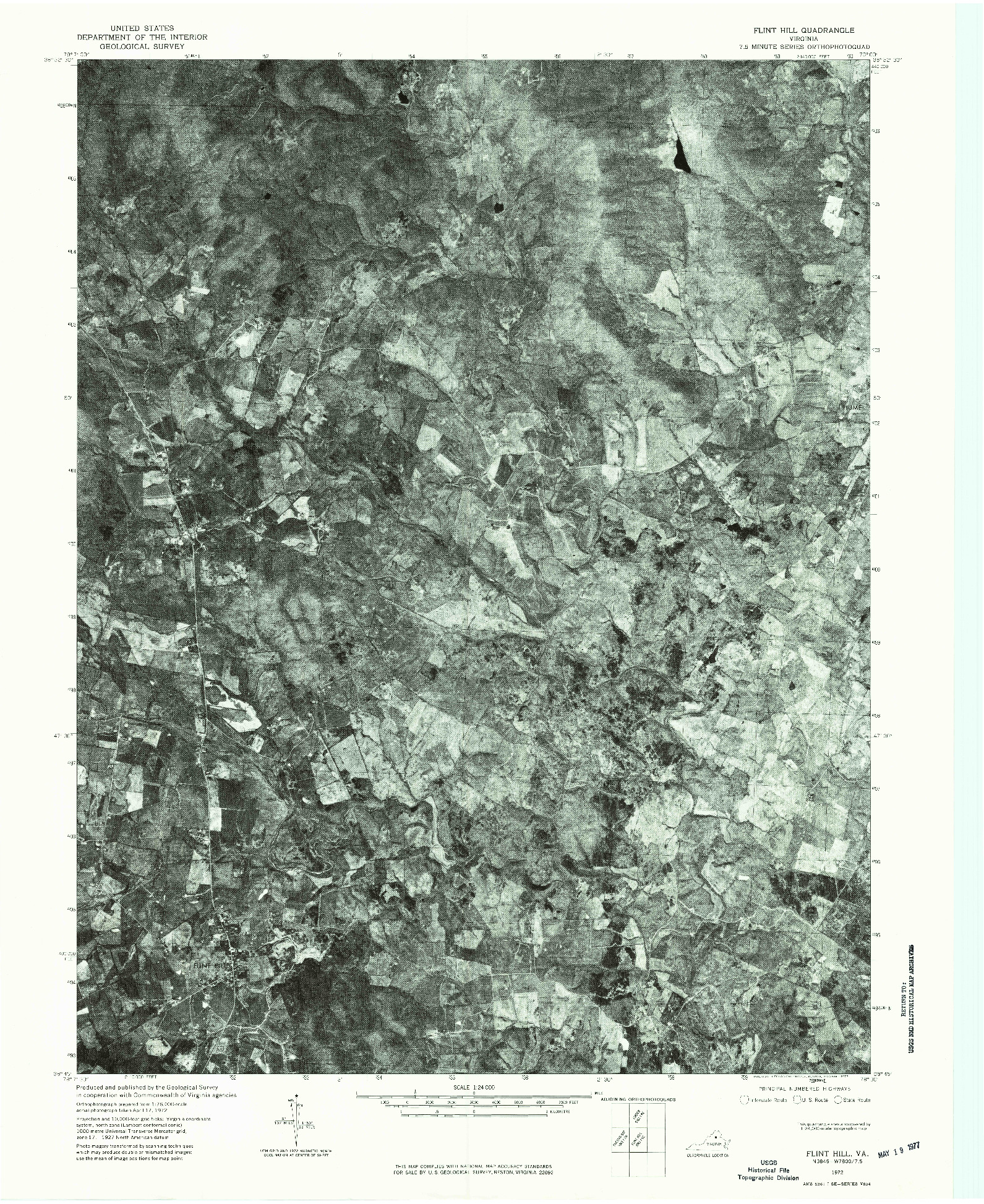 USGS 1:24000-SCALE QUADRANGLE FOR FLINT HILL, VA 1972