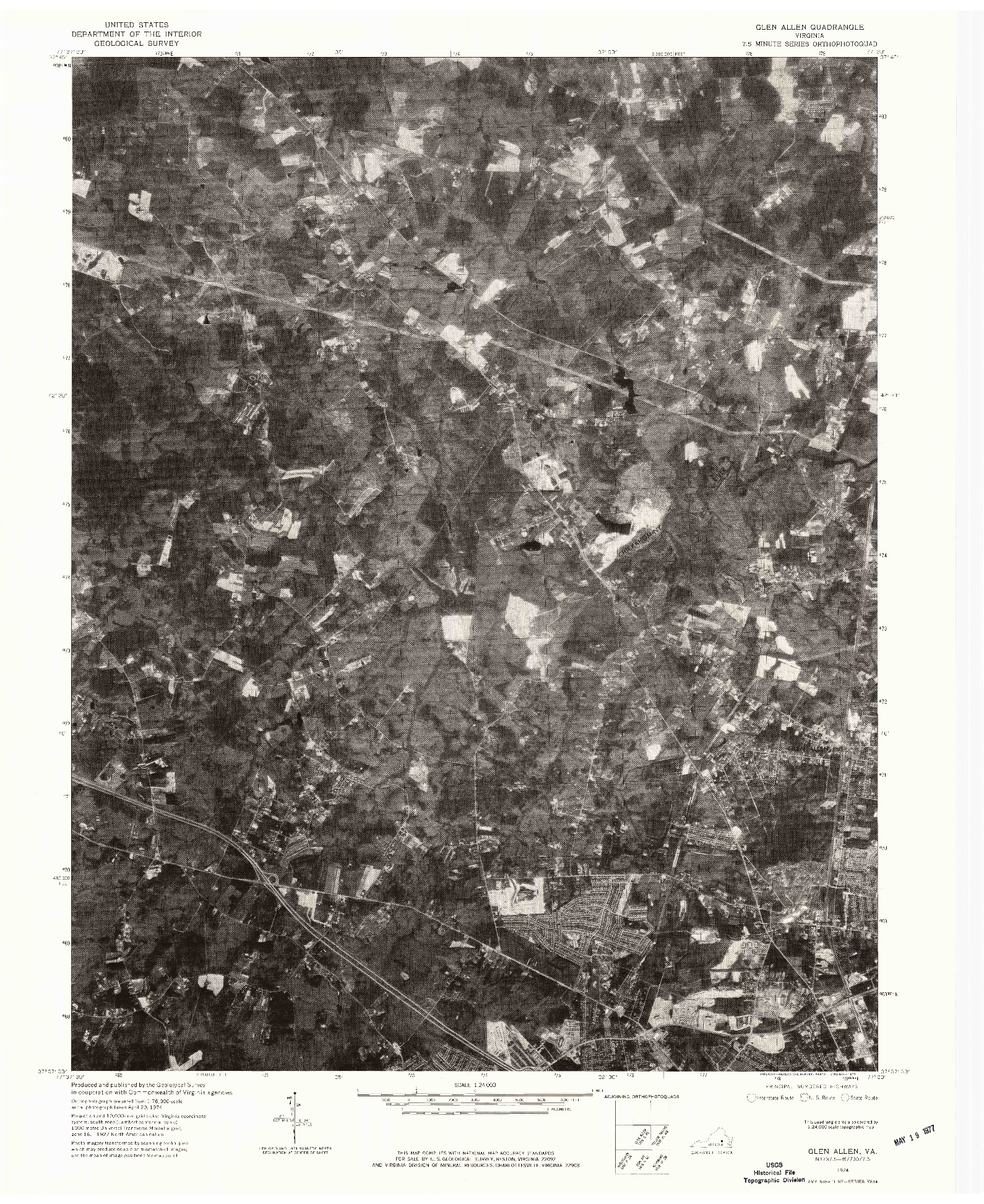 USGS 1:24000-SCALE QUADRANGLE FOR GLEN ALLEN, VA 1974
