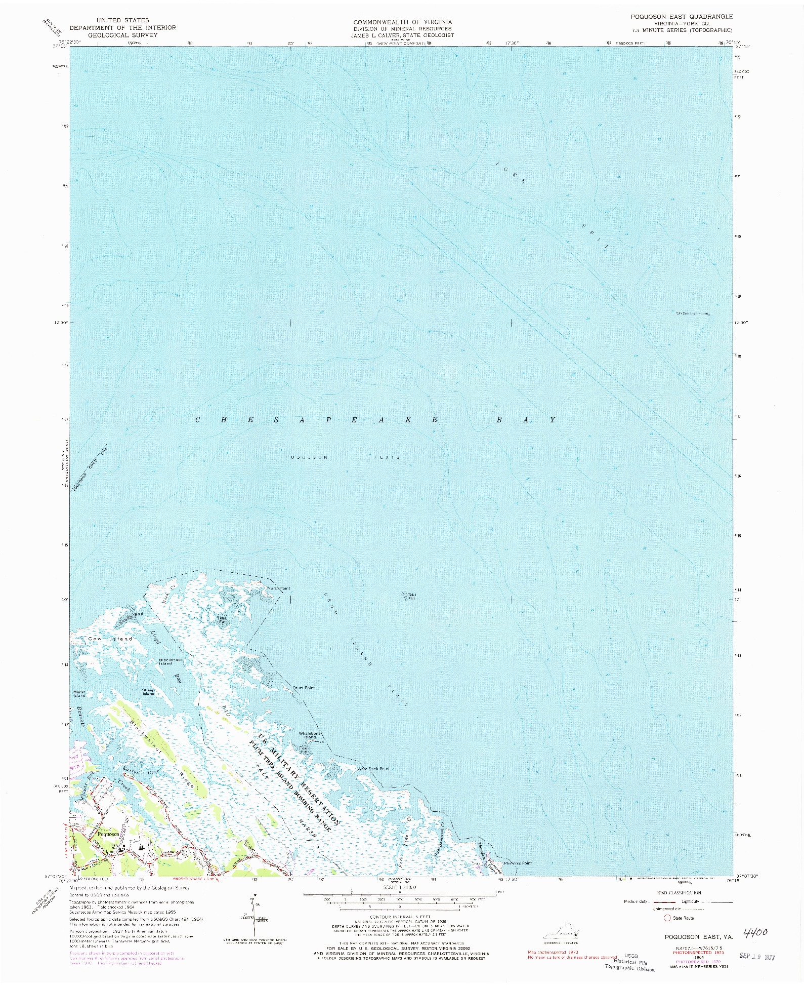 USGS 1:24000-SCALE QUADRANGLE FOR POQUOSON EAST, VA 1964