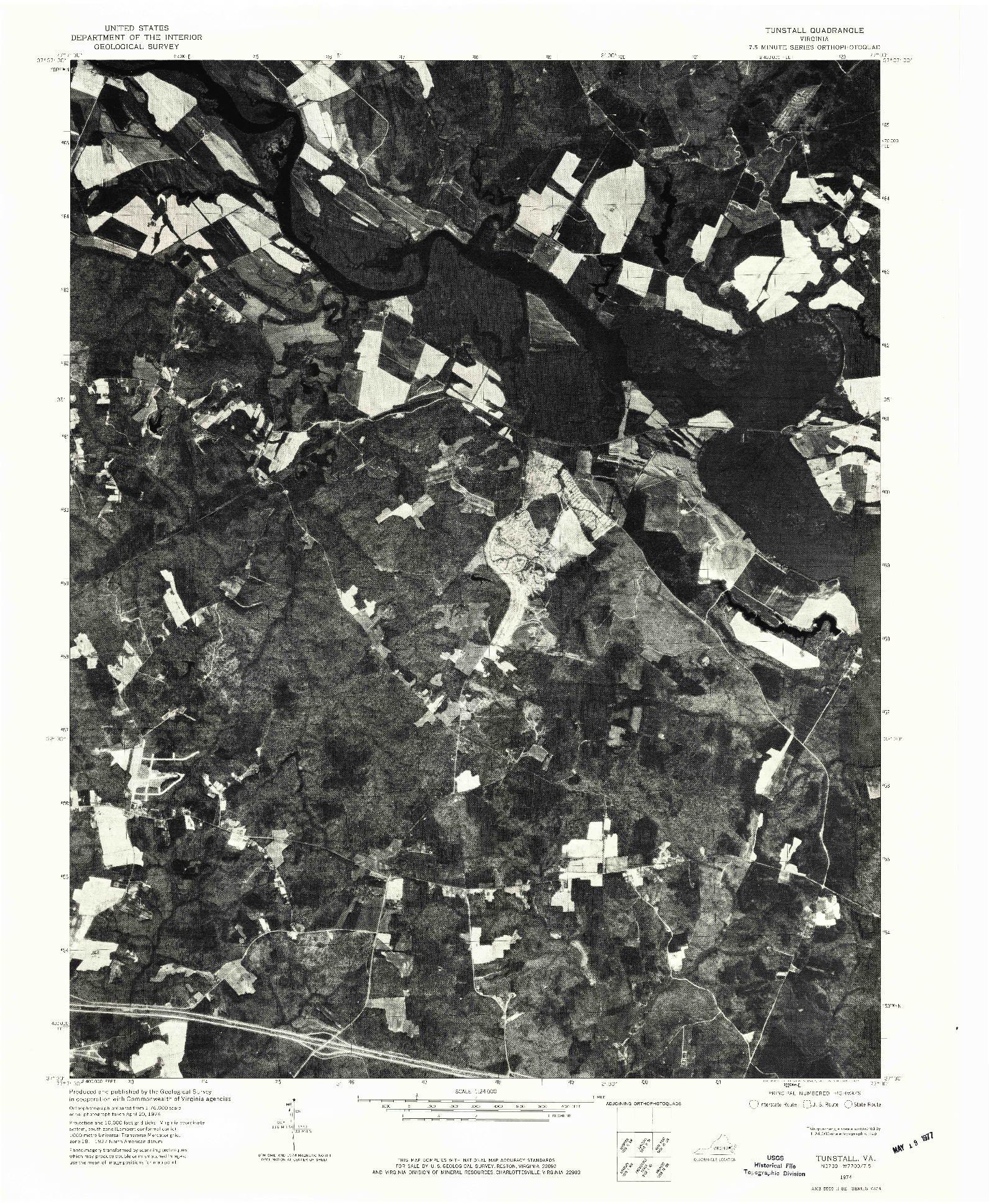 USGS 1:24000-SCALE QUADRANGLE FOR TUNSTALL, VA 1974