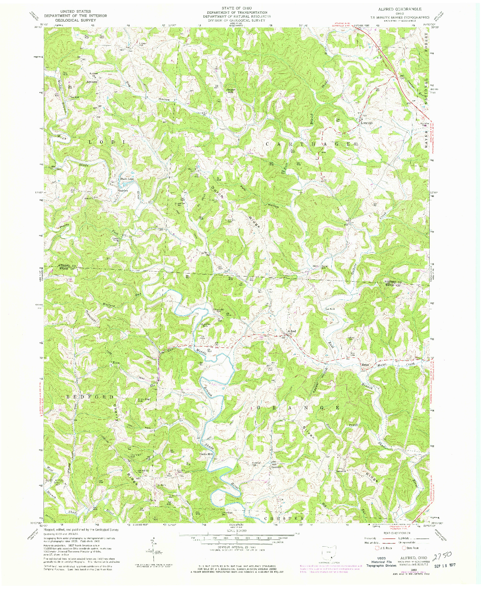 USGS 1:24000-SCALE QUADRANGLE FOR ALFRED, OH 1960