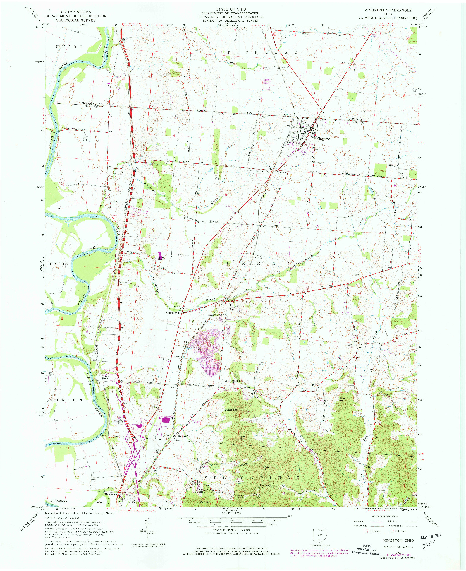 USGS 1:24000-SCALE QUADRANGLE FOR KINGSTON, OH 1961
