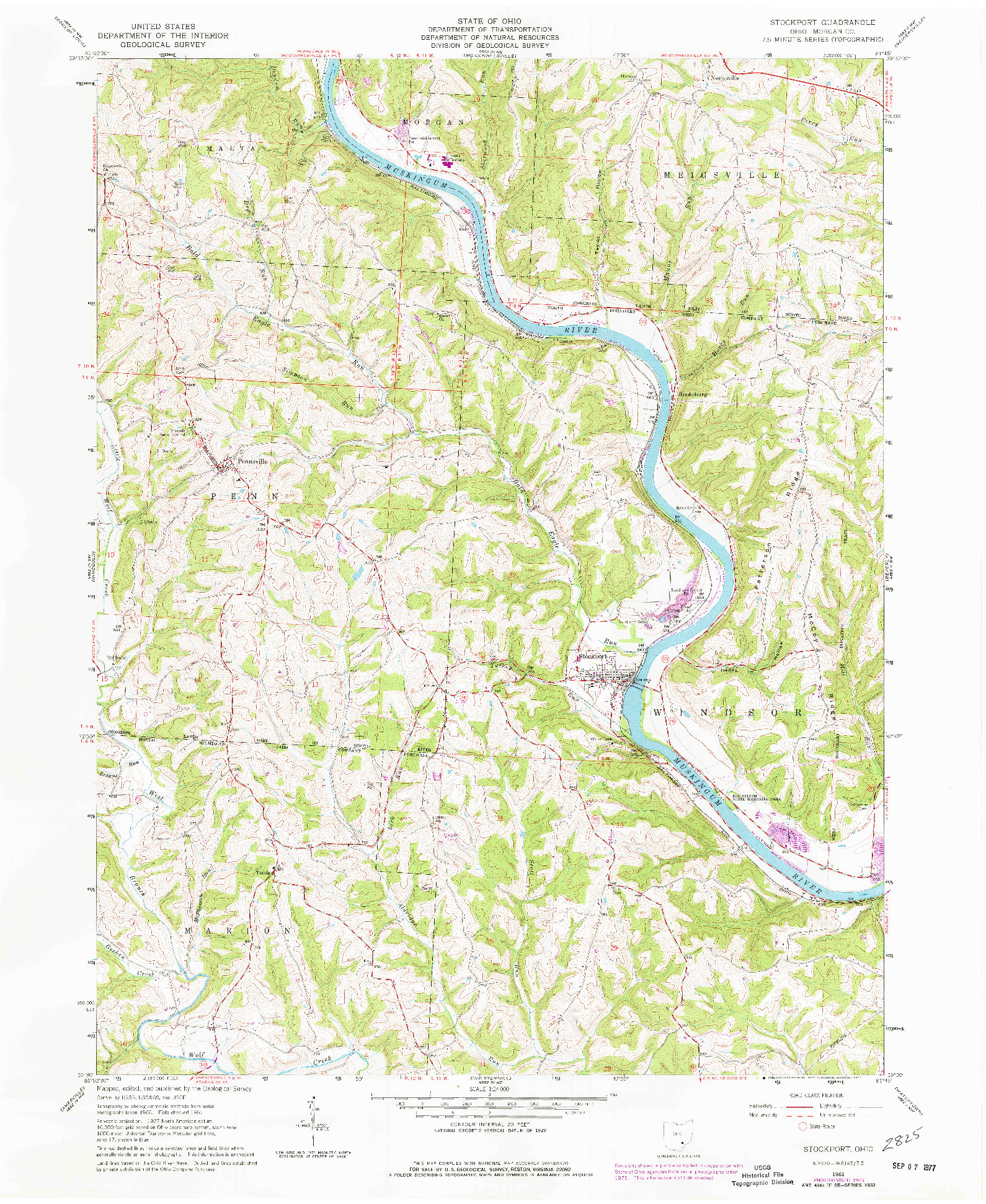 USGS 1:24000-SCALE QUADRANGLE FOR STOCKPORT, OH 1961