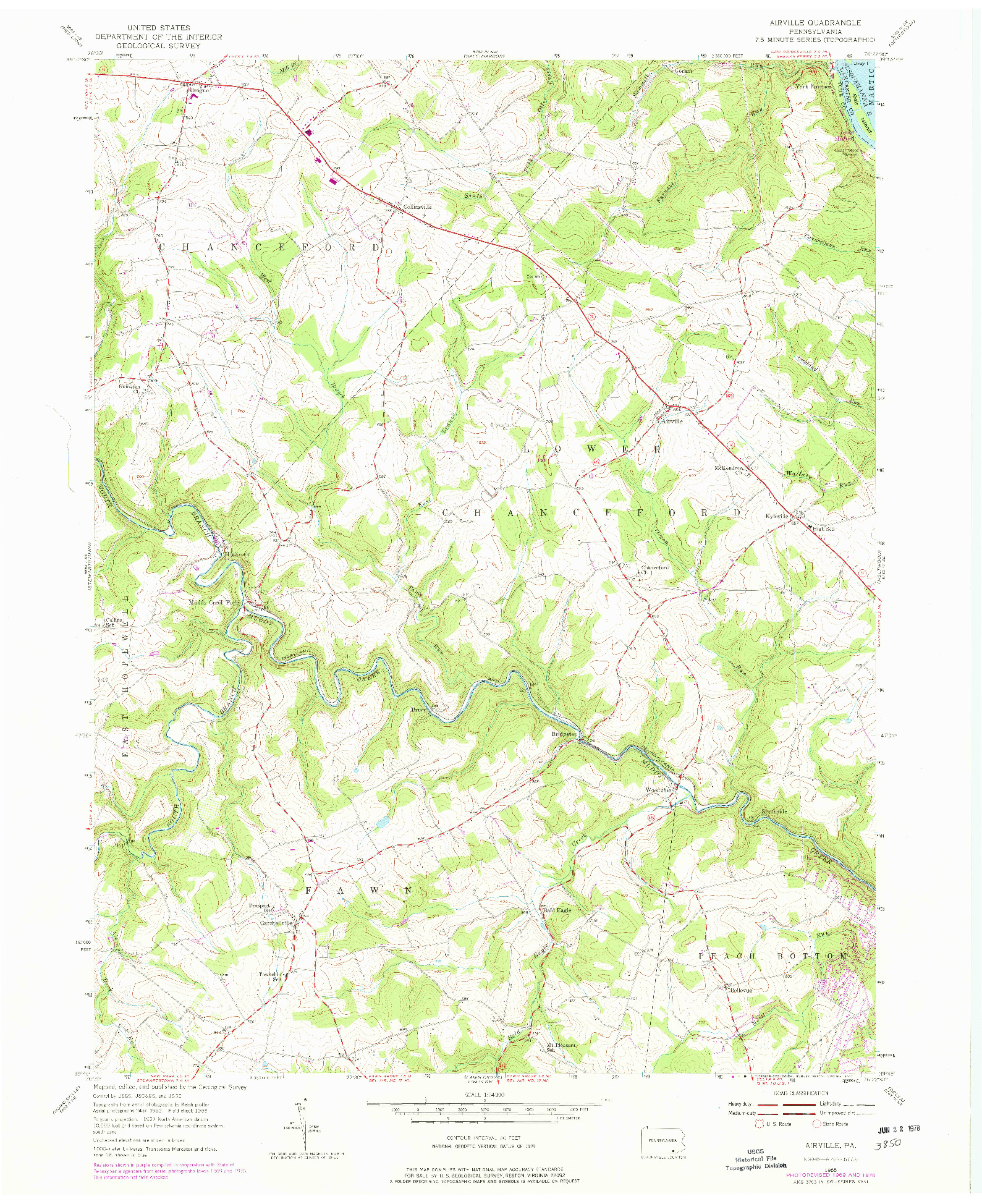 USGS 1:24000-SCALE QUADRANGLE FOR AIRVILLE, PA 1955