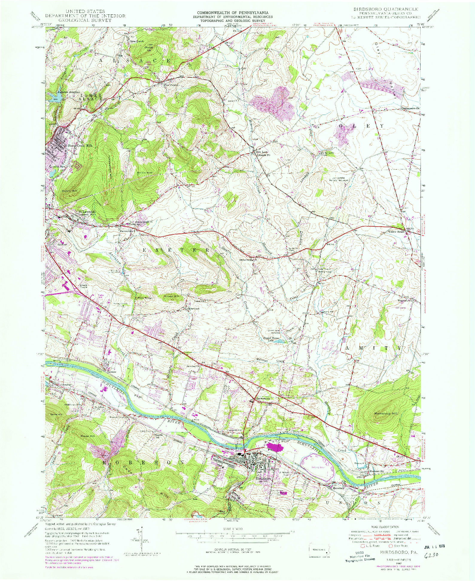 USGS 1:24000-SCALE QUADRANGLE FOR BIRDSBORO, PA 1947