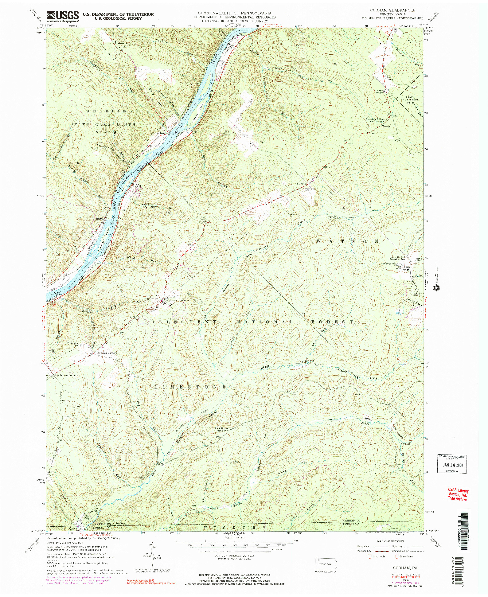 USGS 1:24000-SCALE QUADRANGLE FOR COBHAM, PA 1966