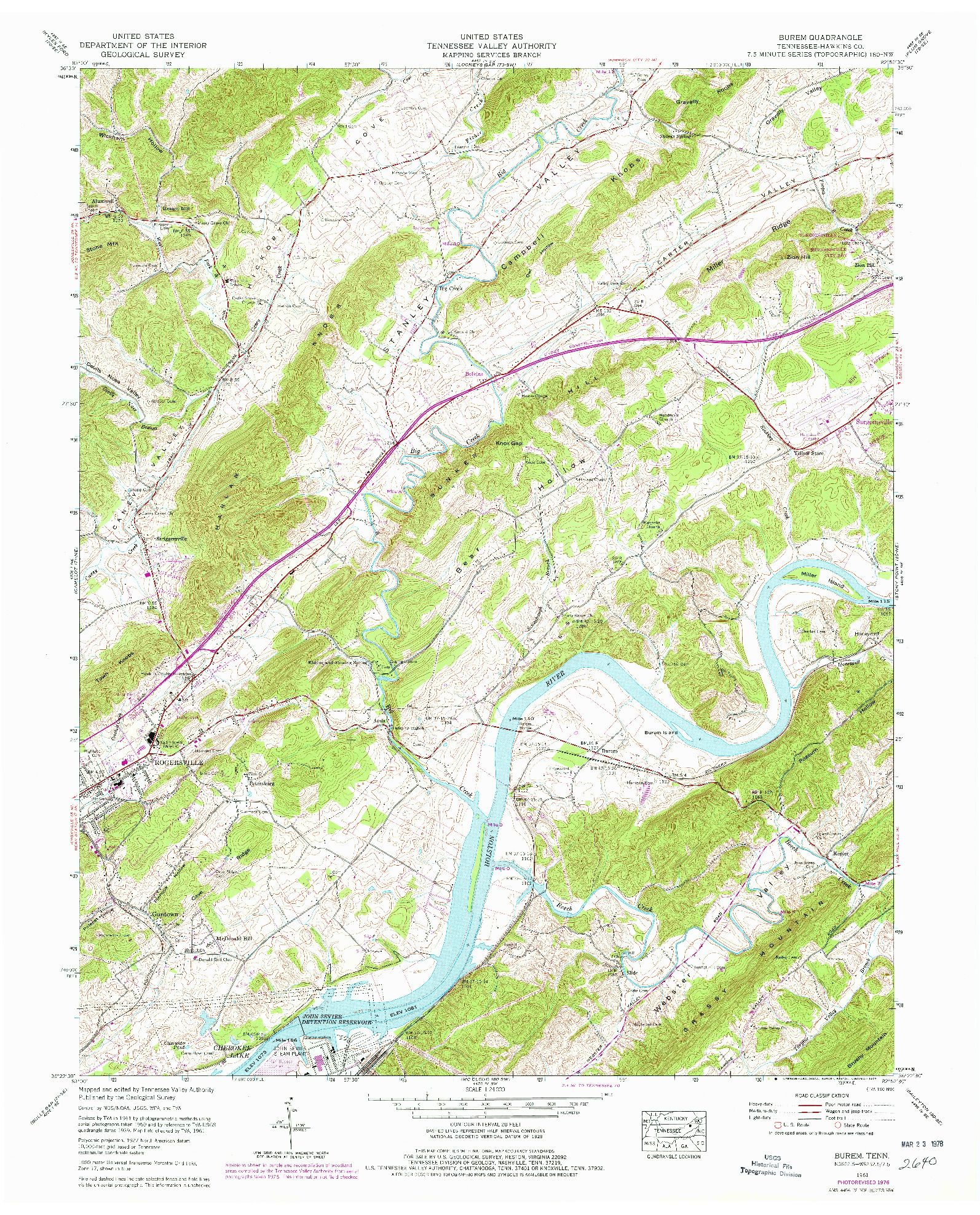 USGS 1:24000-SCALE QUADRANGLE FOR BUREM, TN 1961