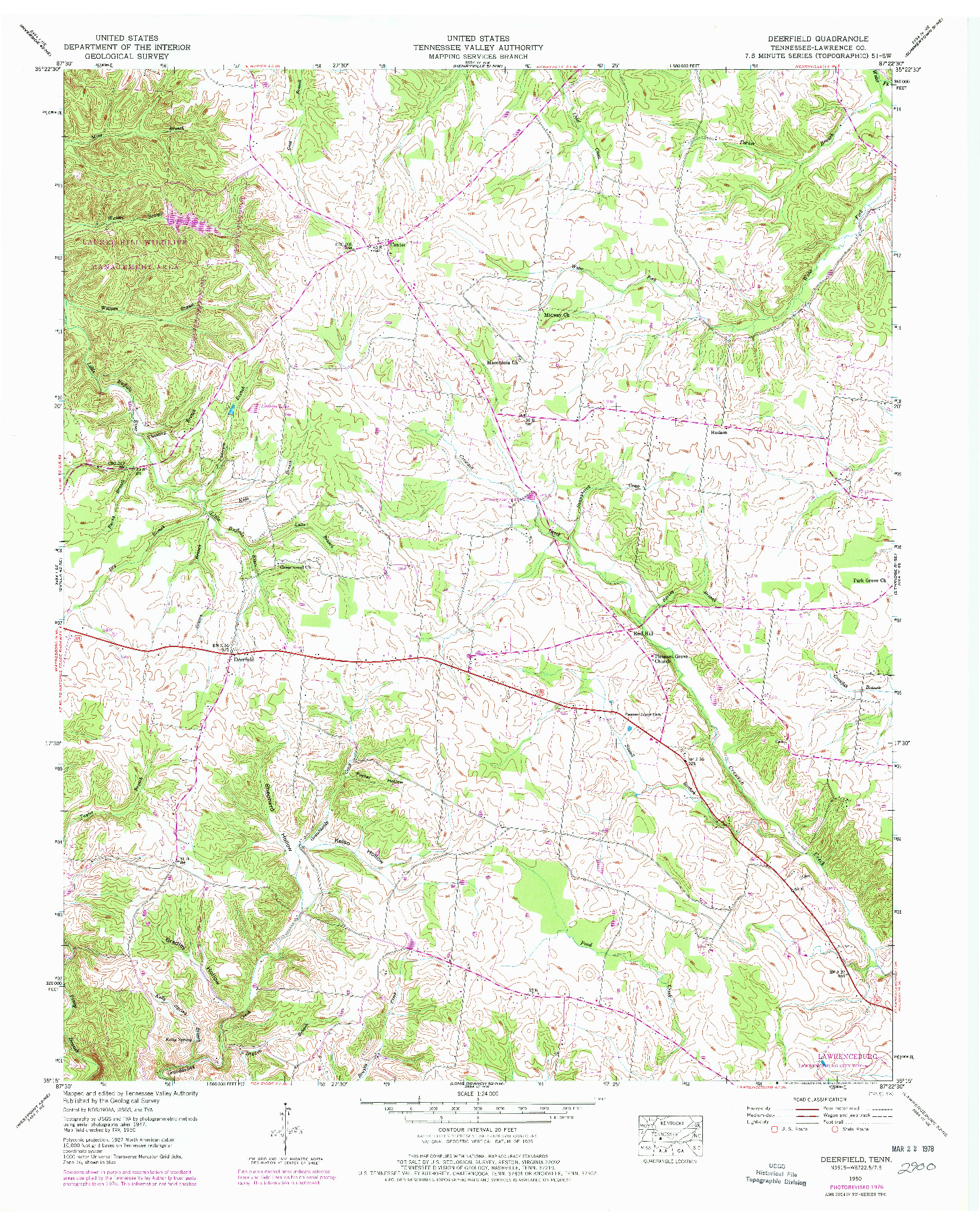 USGS 1:24000-SCALE QUADRANGLE FOR DEERFIELD, TN 1950