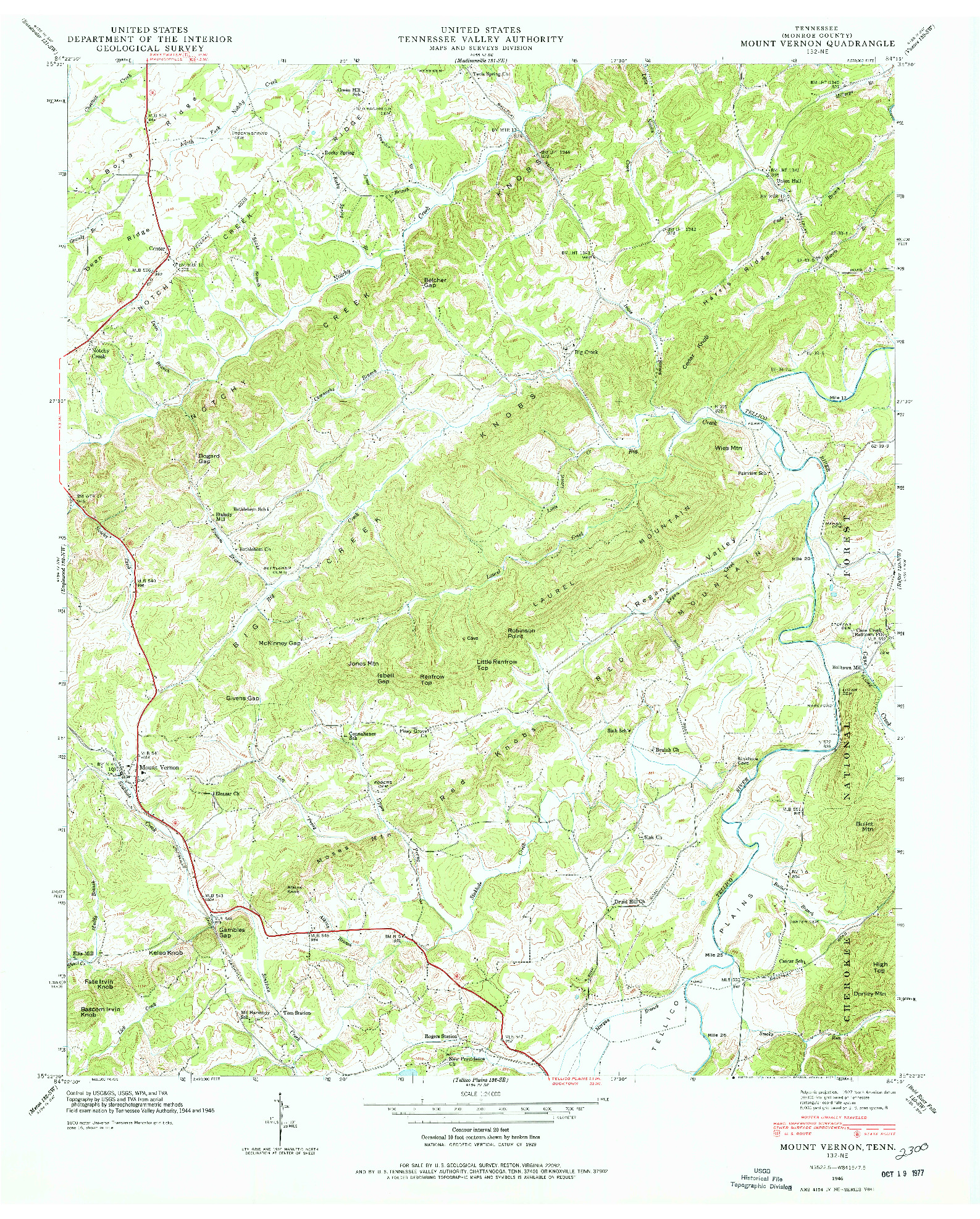 USGS 1:24000-SCALE QUADRANGLE FOR MOUNT VERNON, TN 1946