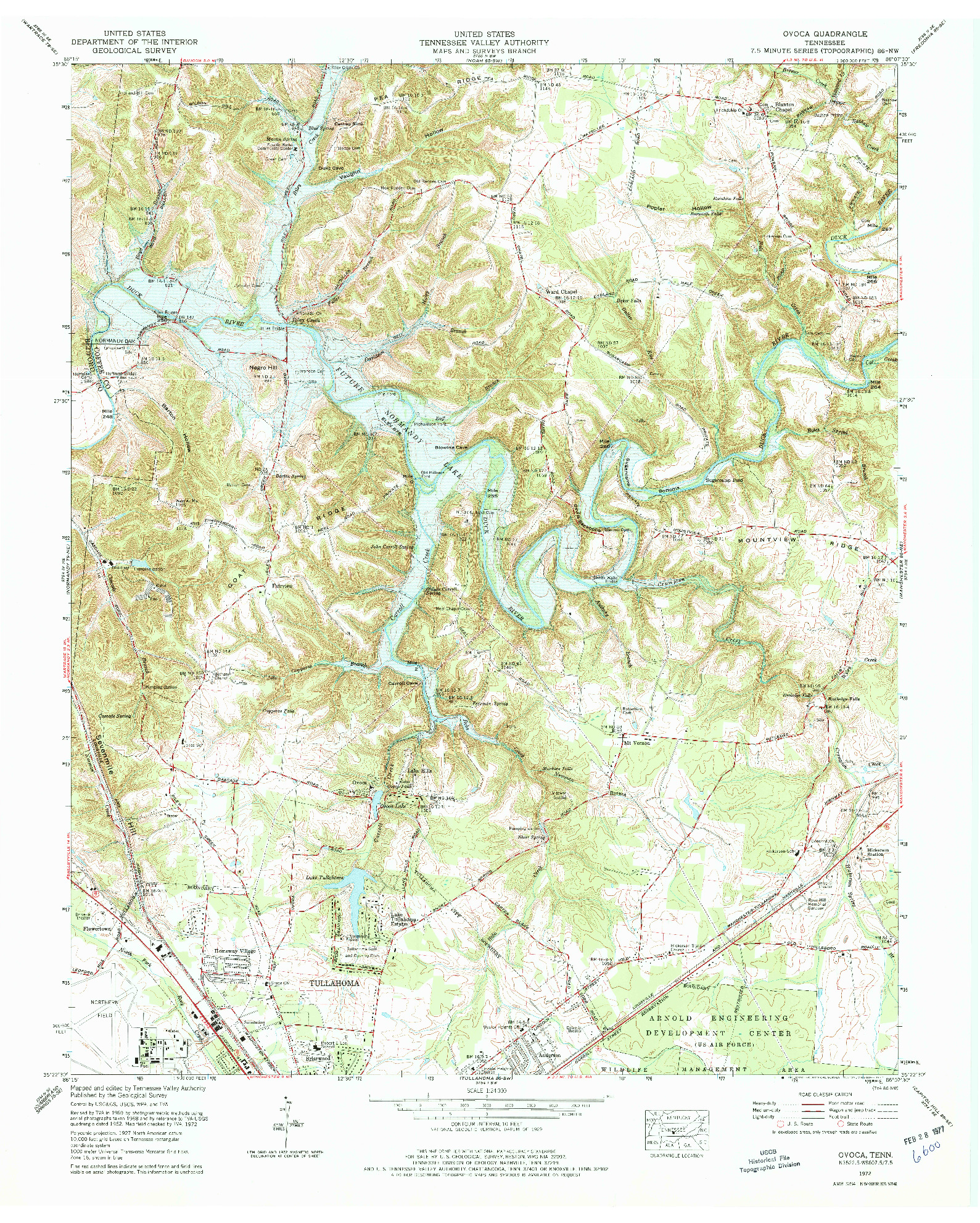 USGS 1:24000-SCALE QUADRANGLE FOR OVOCA, TN 1972