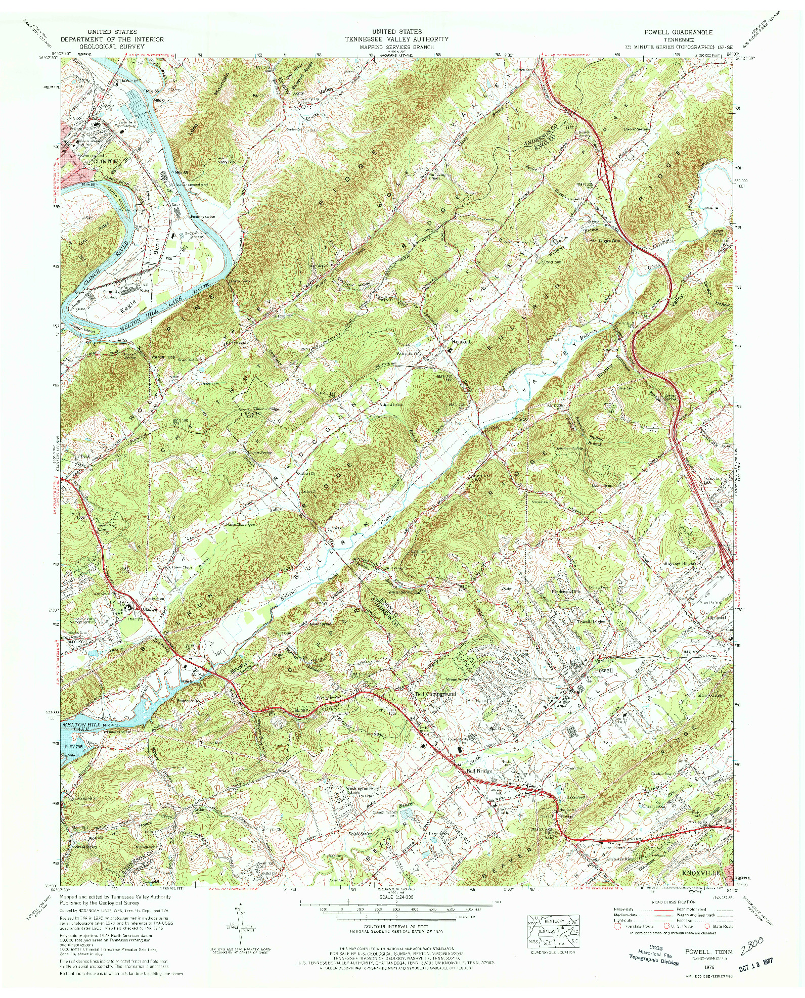 USGS 1:24000-SCALE QUADRANGLE FOR POWELL, TN 1976