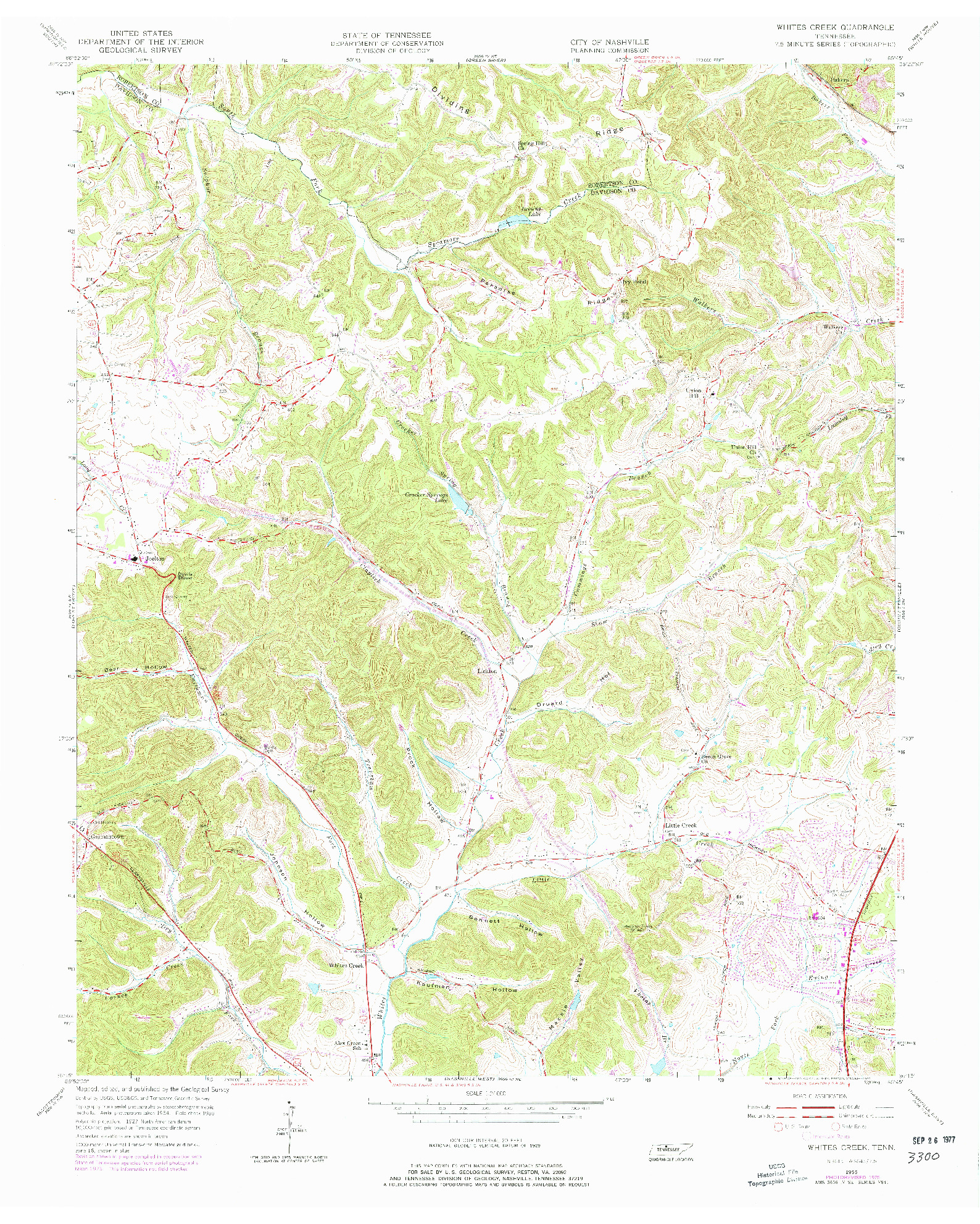 USGS 1:24000-SCALE QUADRANGLE FOR WHITES CREEK, TN 1955