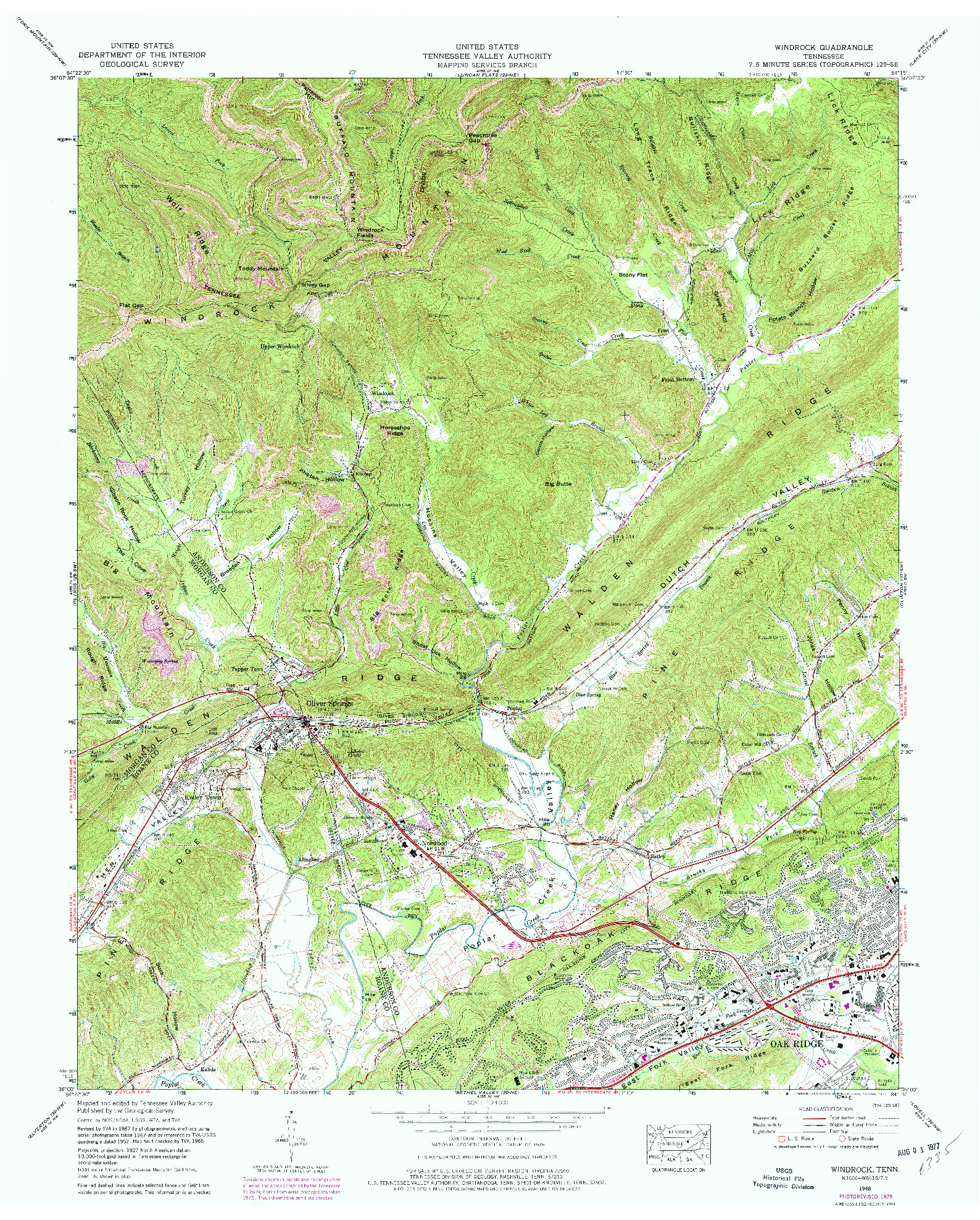 USGS 1:24000-SCALE QUADRANGLE FOR WINDROCK, TN 1968