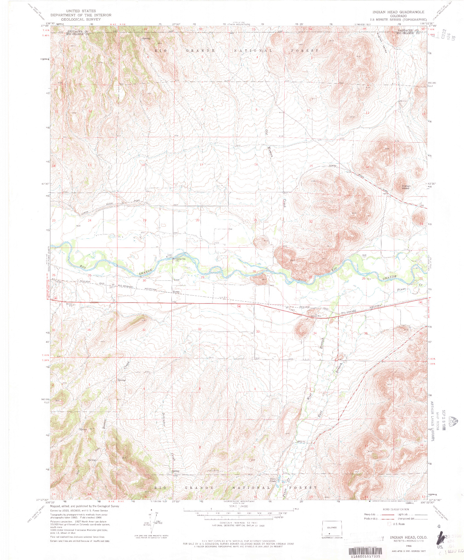 USGS 1:24000-SCALE QUADRANGLE FOR INDIAN HEAD, CO 1966